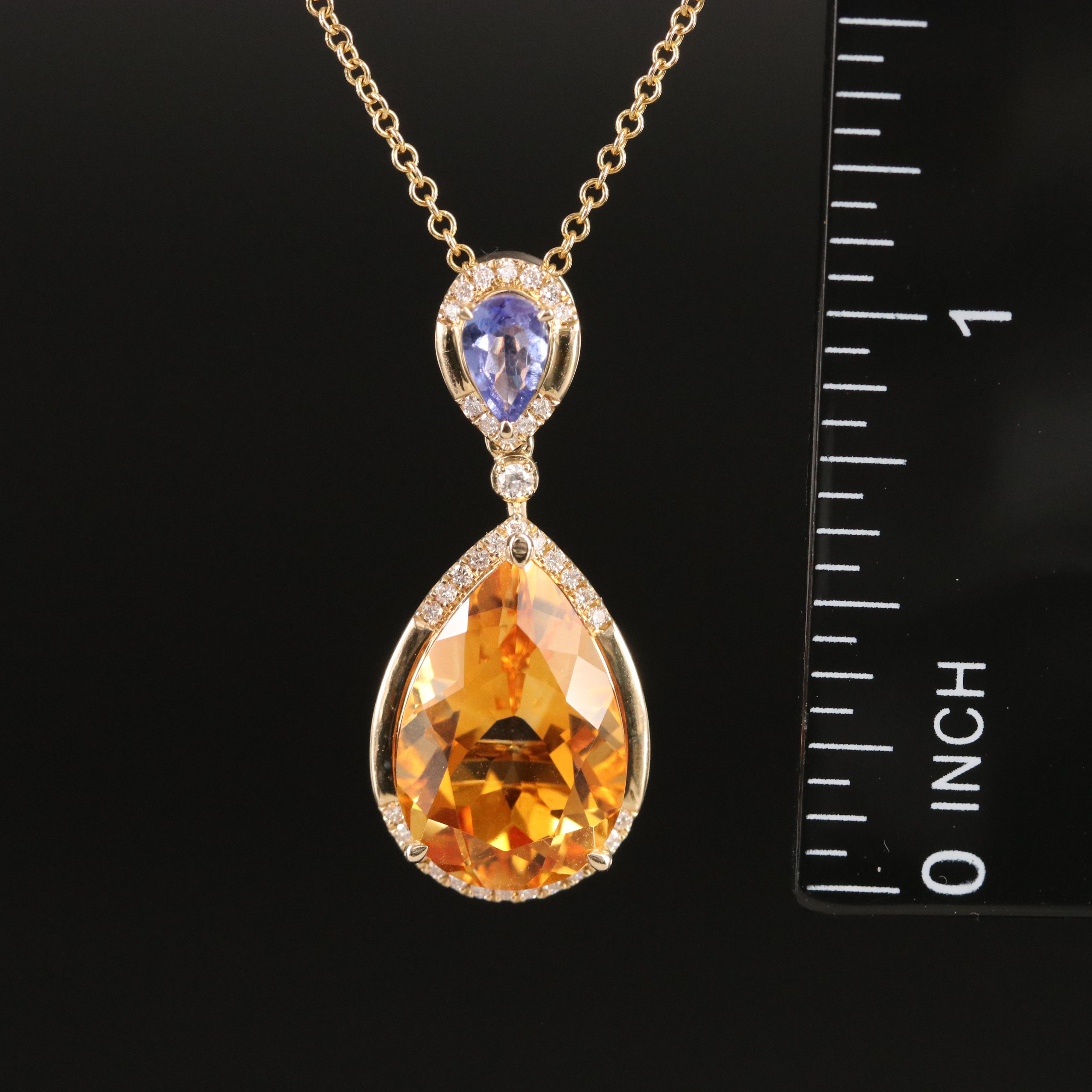 EFFY 14K Citrine, Tanzanite and Diamond Pendant Necklace