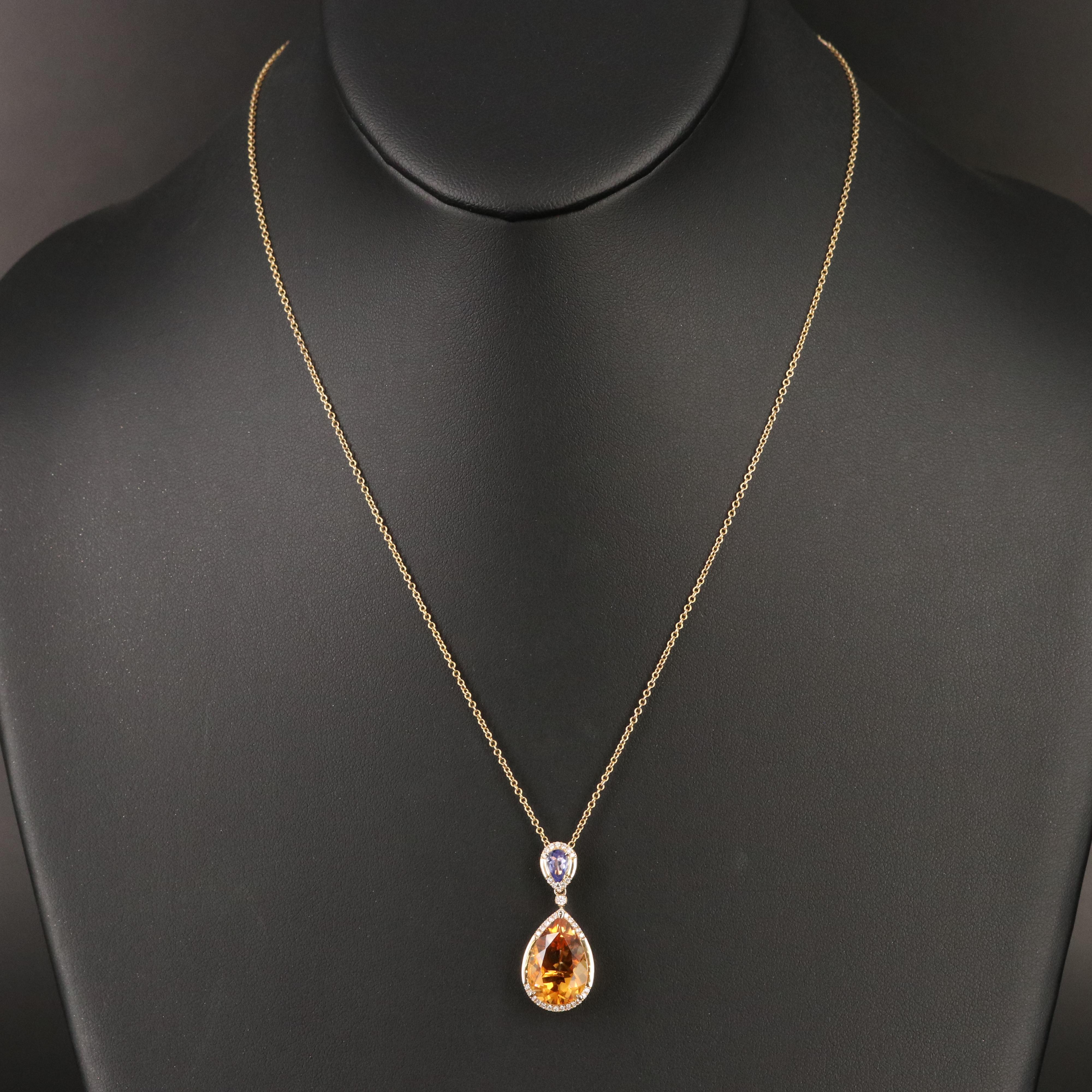 EFFY 14K Citrine, Tanzanite and Diamond Pendant Necklace