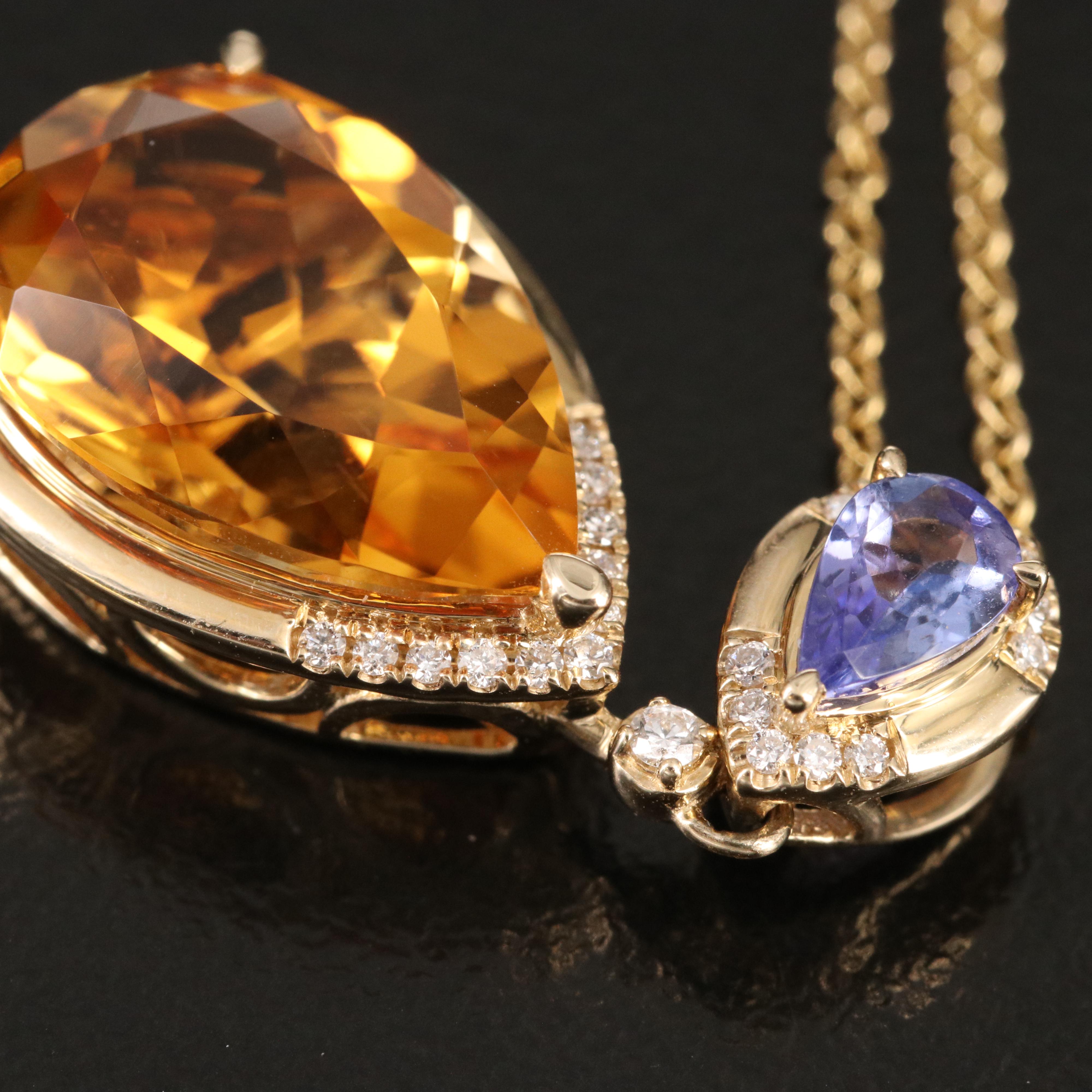 EFFY 14K Citrine, Tanzanite and Diamond Pendant Necklace