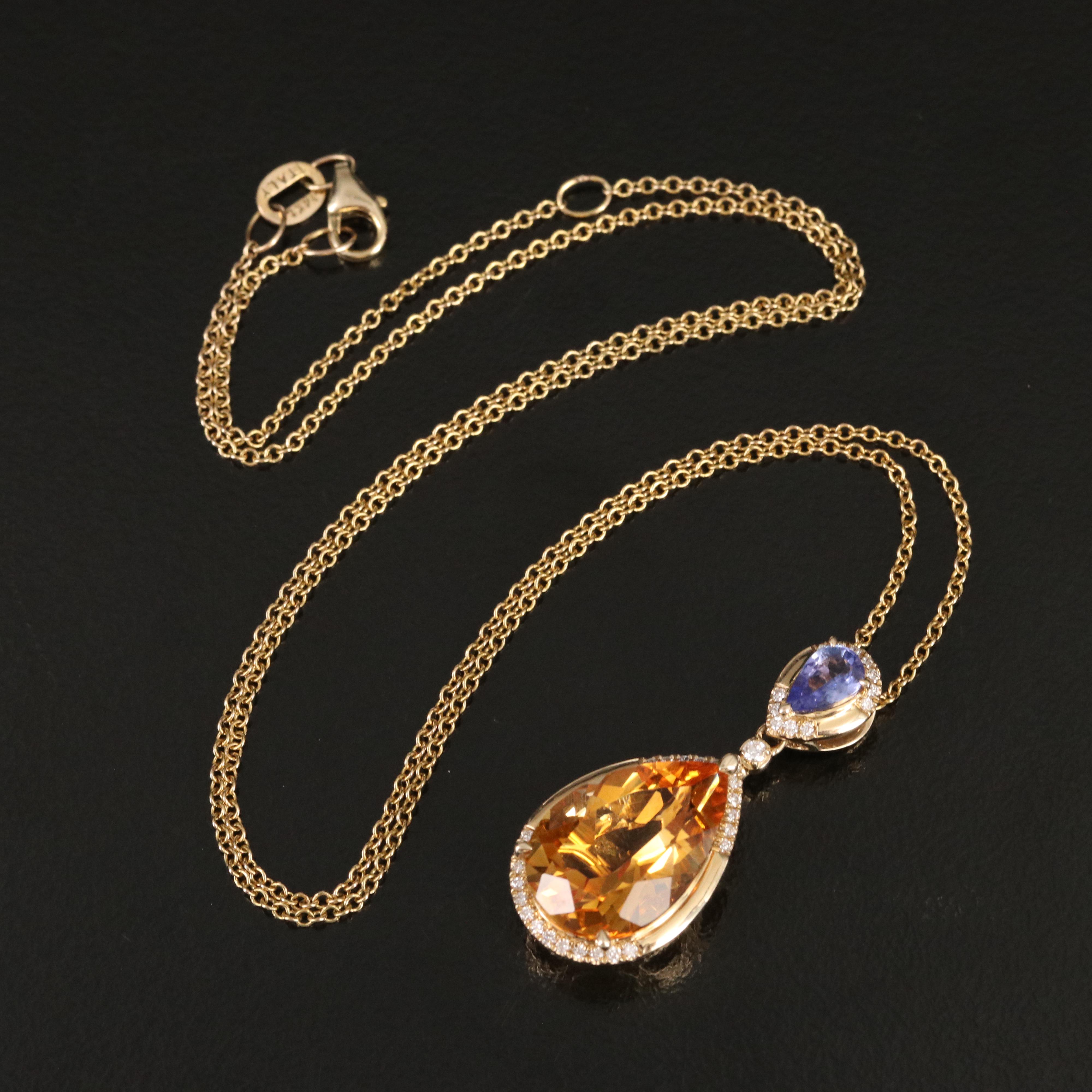 EFFY 14K Citrine, Tanzanite and Diamond Pendant Necklace