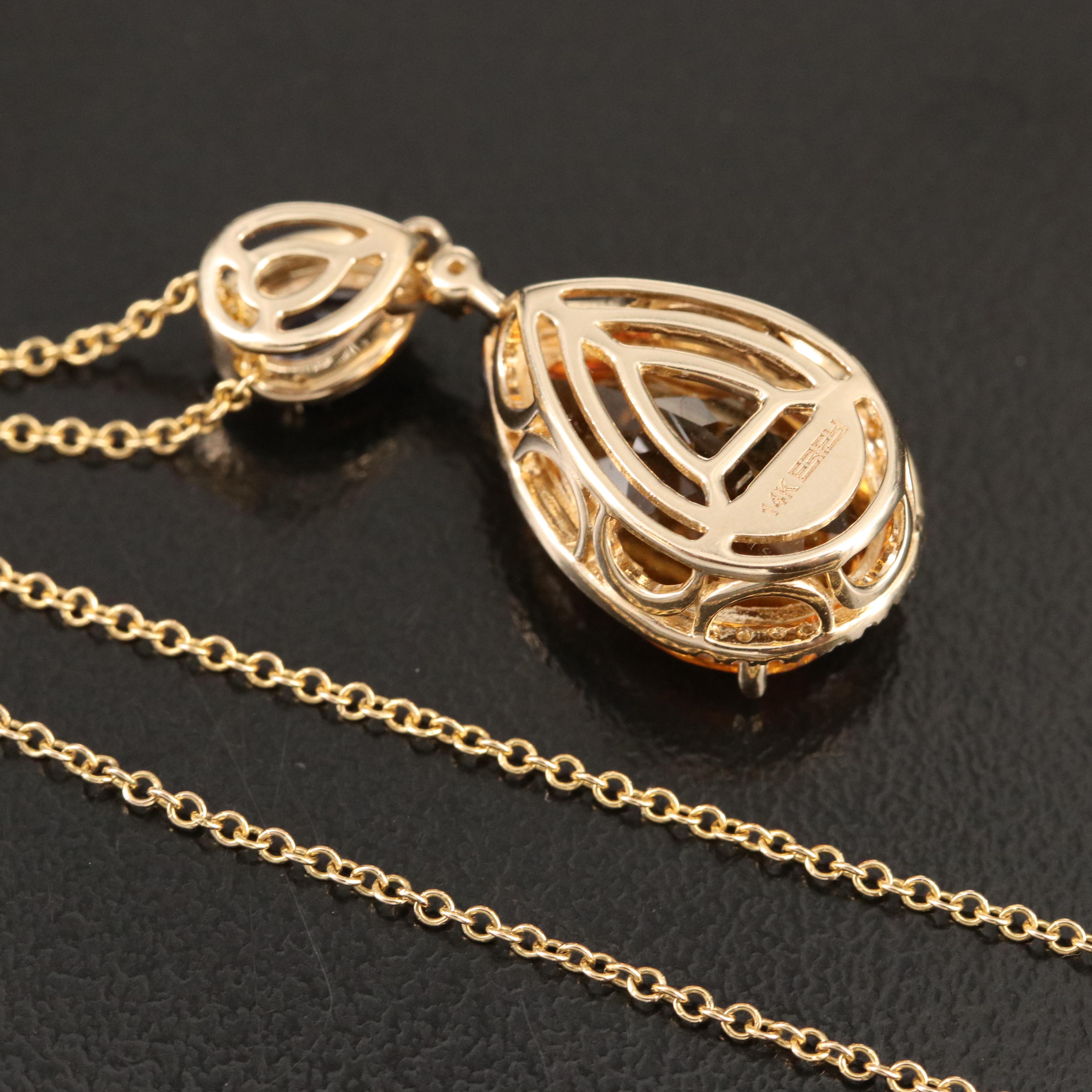 EFFY 14K Citrine, Tanzanite and Diamond Pendant Necklace