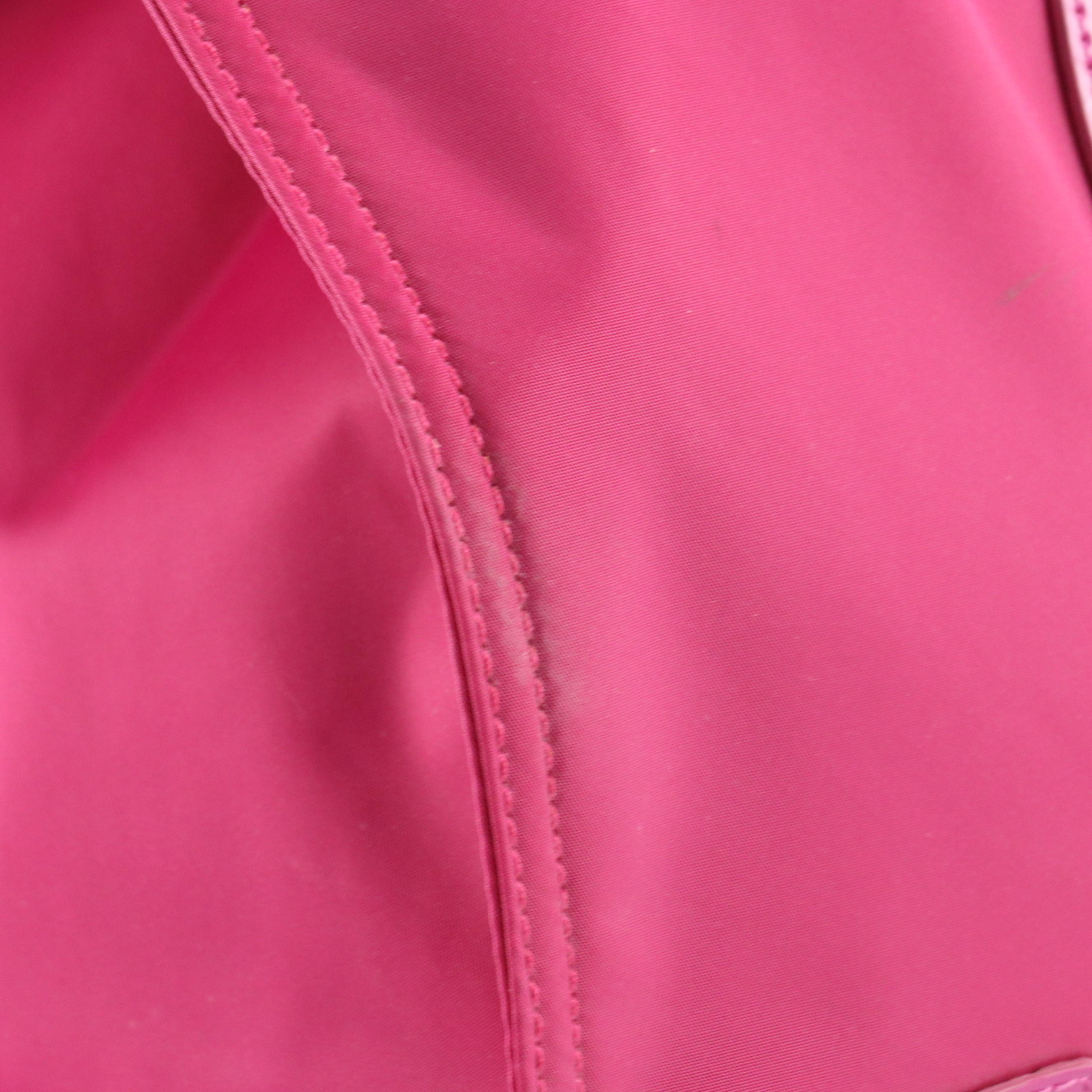 Tory Burch Ella Logo Tote in Magenta Nylon and Patent Leather