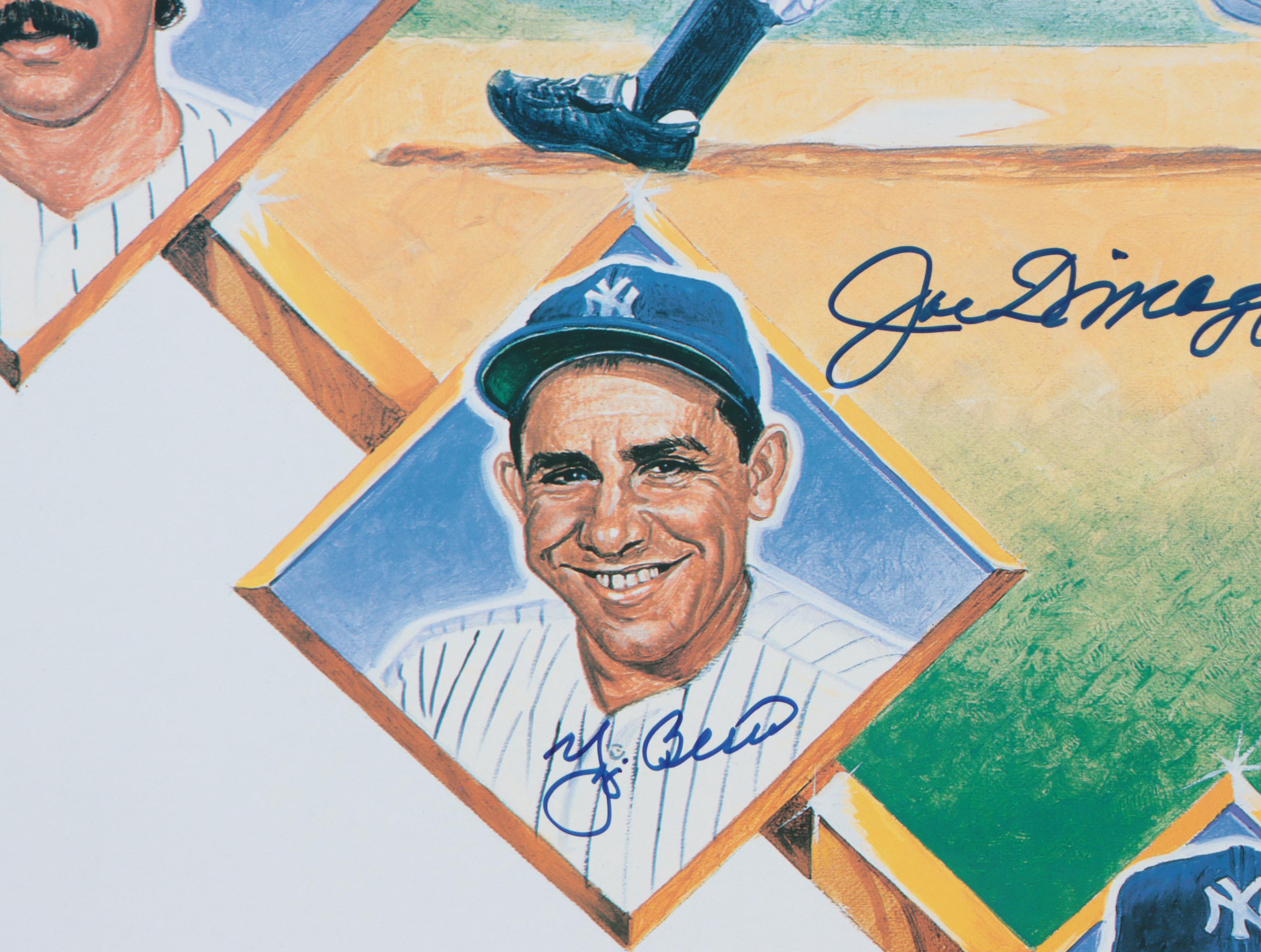Joe DiMaggio, Yogi Berra and Ron Lewis Signed "Yankees Legends" Poster