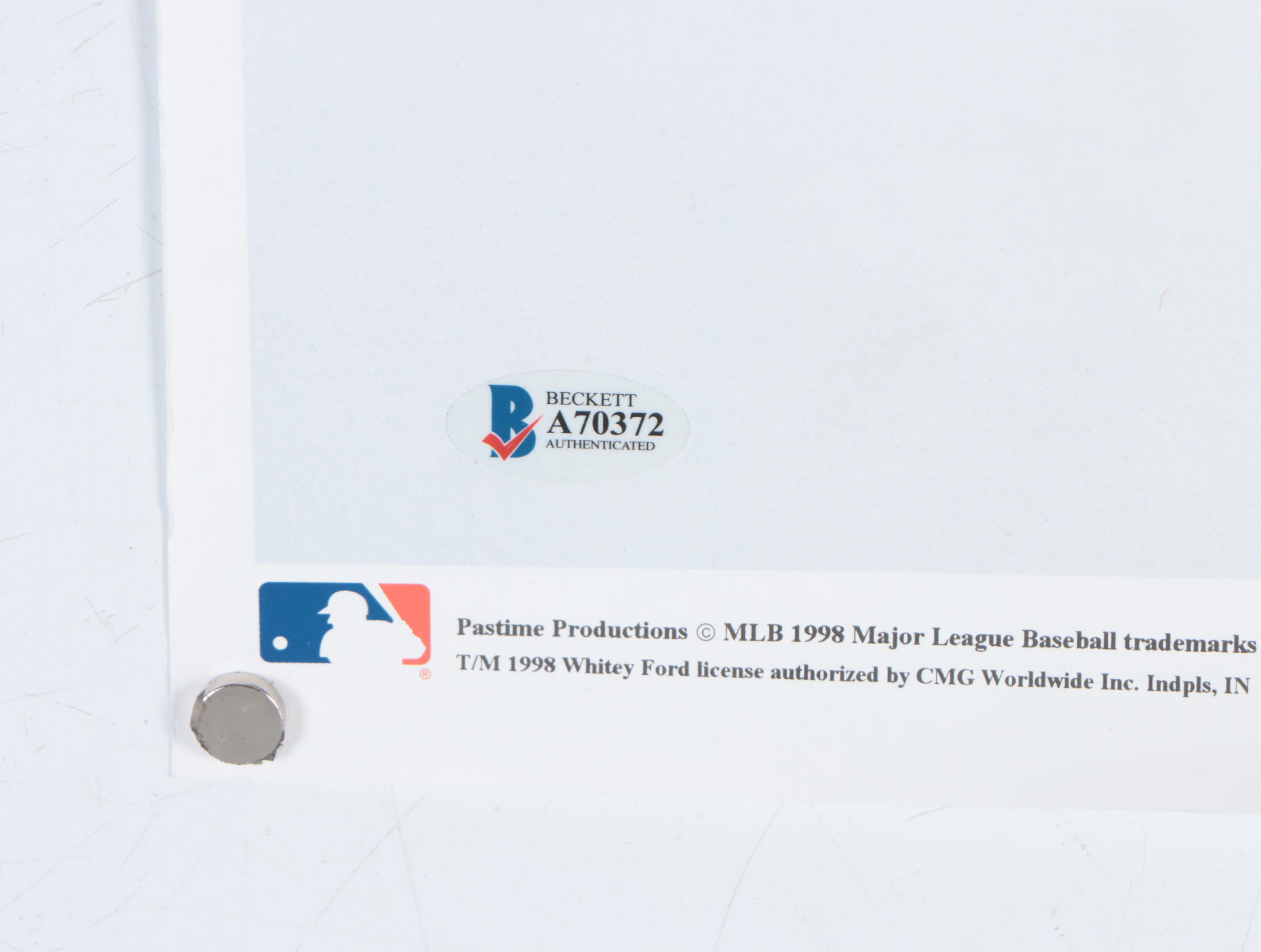 Joe DiMaggio, Yogi Berra and Ron Lewis Signed "Yankees Legends" Poster