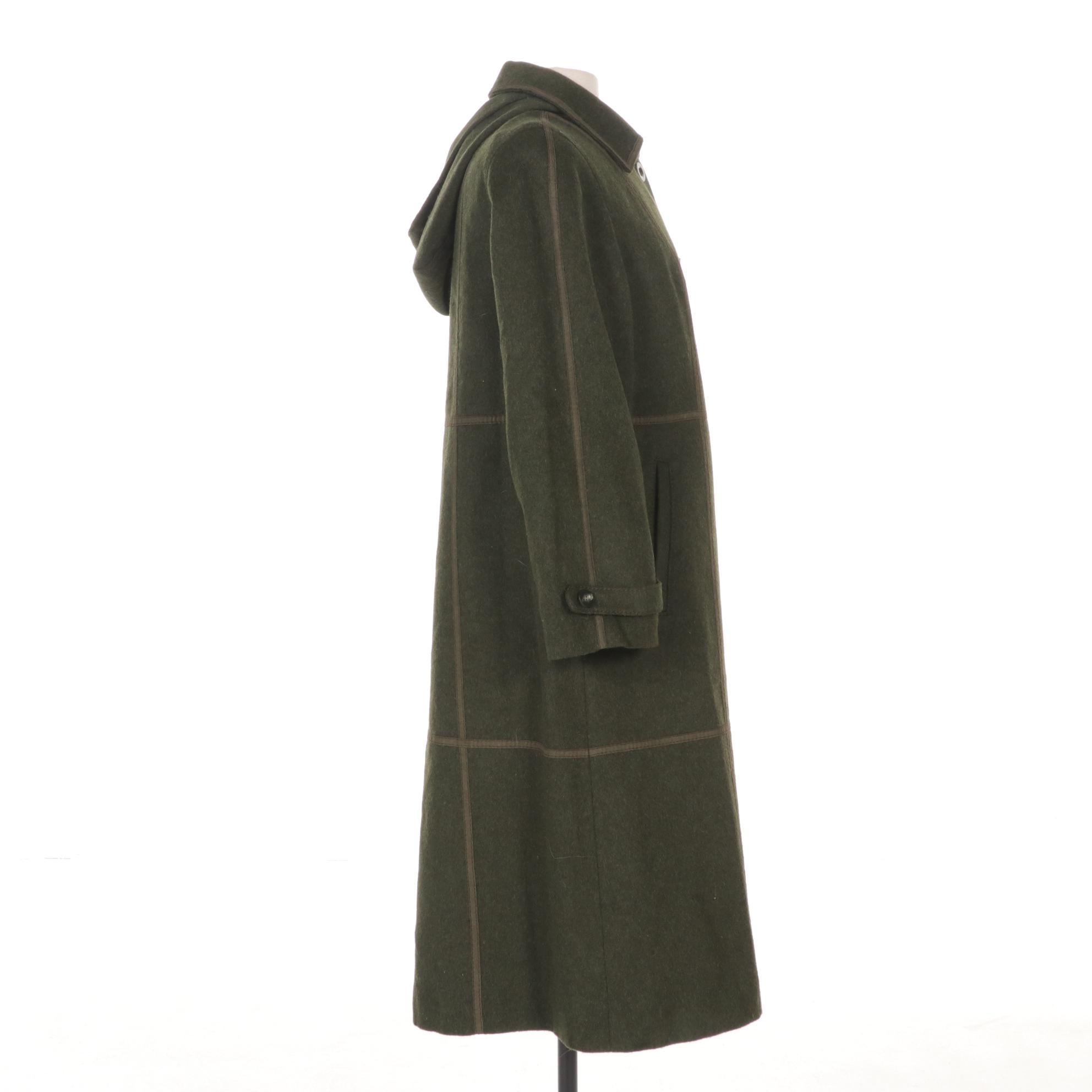 Kreation Karner Alpine Green Wool Coat with Contrast Edging, Late 20th Century