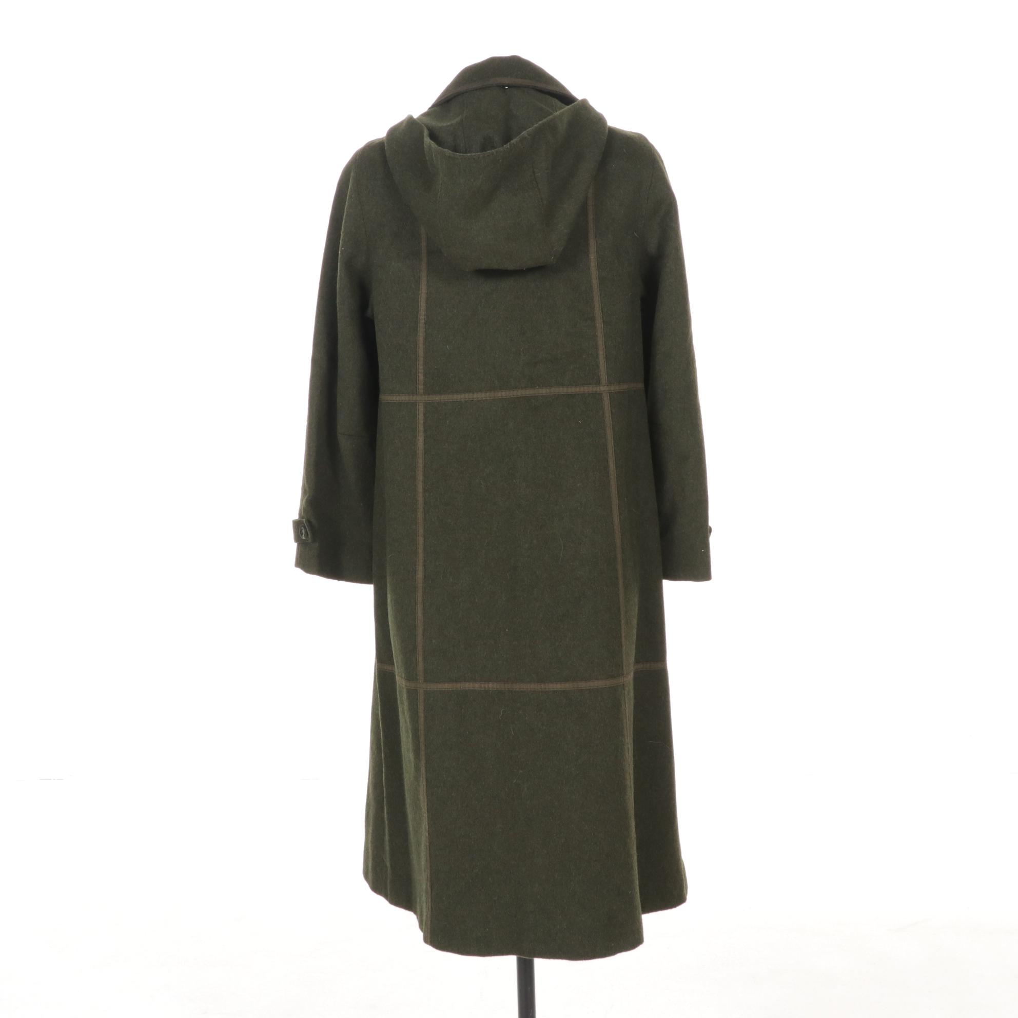 Kreation Karner Alpine Green Wool Coat with Contrast Edging, Late 20th Century