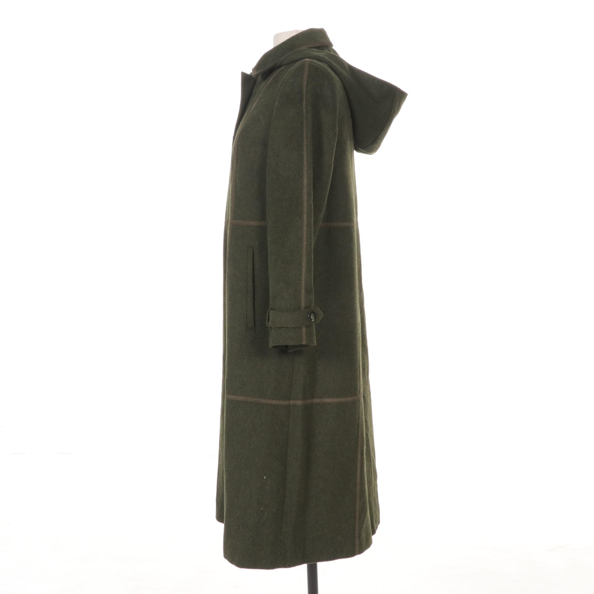 Kreation Karner Alpine Green Wool Coat with Contrast Edging, Late 20th Century