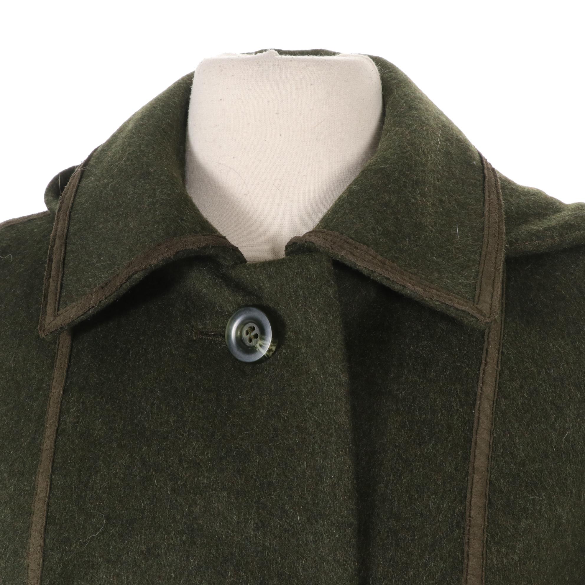 Kreation Karner Alpine Green Wool Coat with Contrast Edging, Late 20th Century