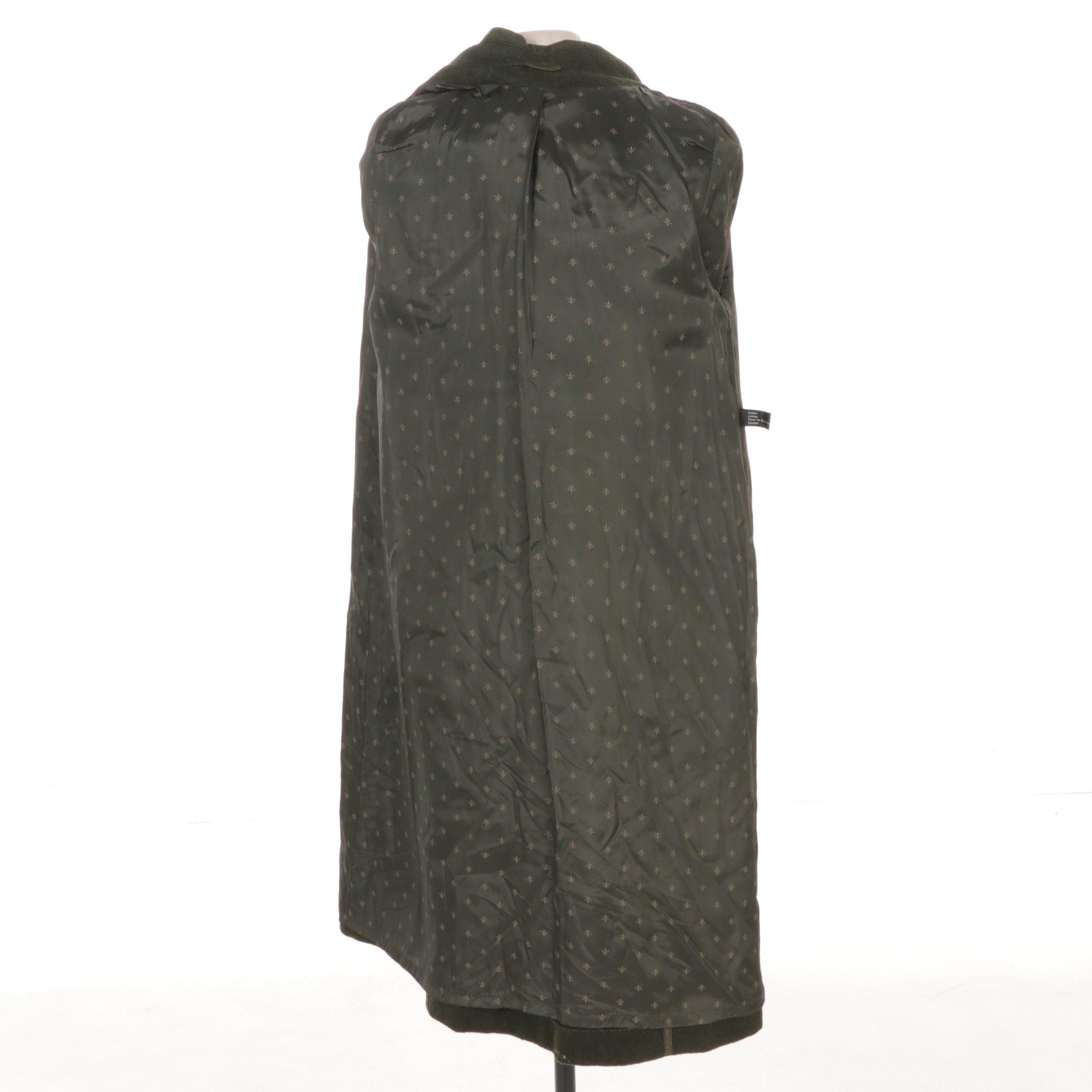 Kreation Karner Alpine Green Wool Coat with Contrast Edging, Late 20th Century