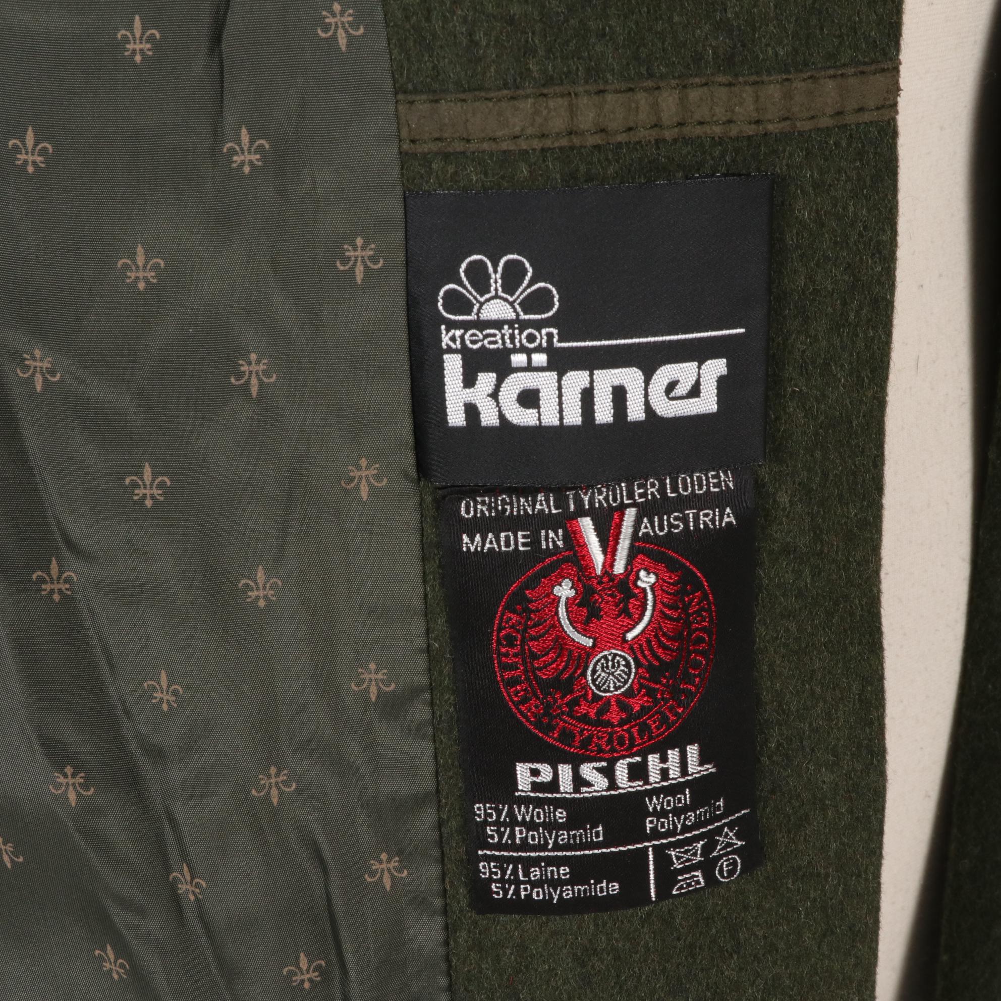 Kreation Karner Alpine Green Wool Coat with Contrast Edging, Late 20th Century