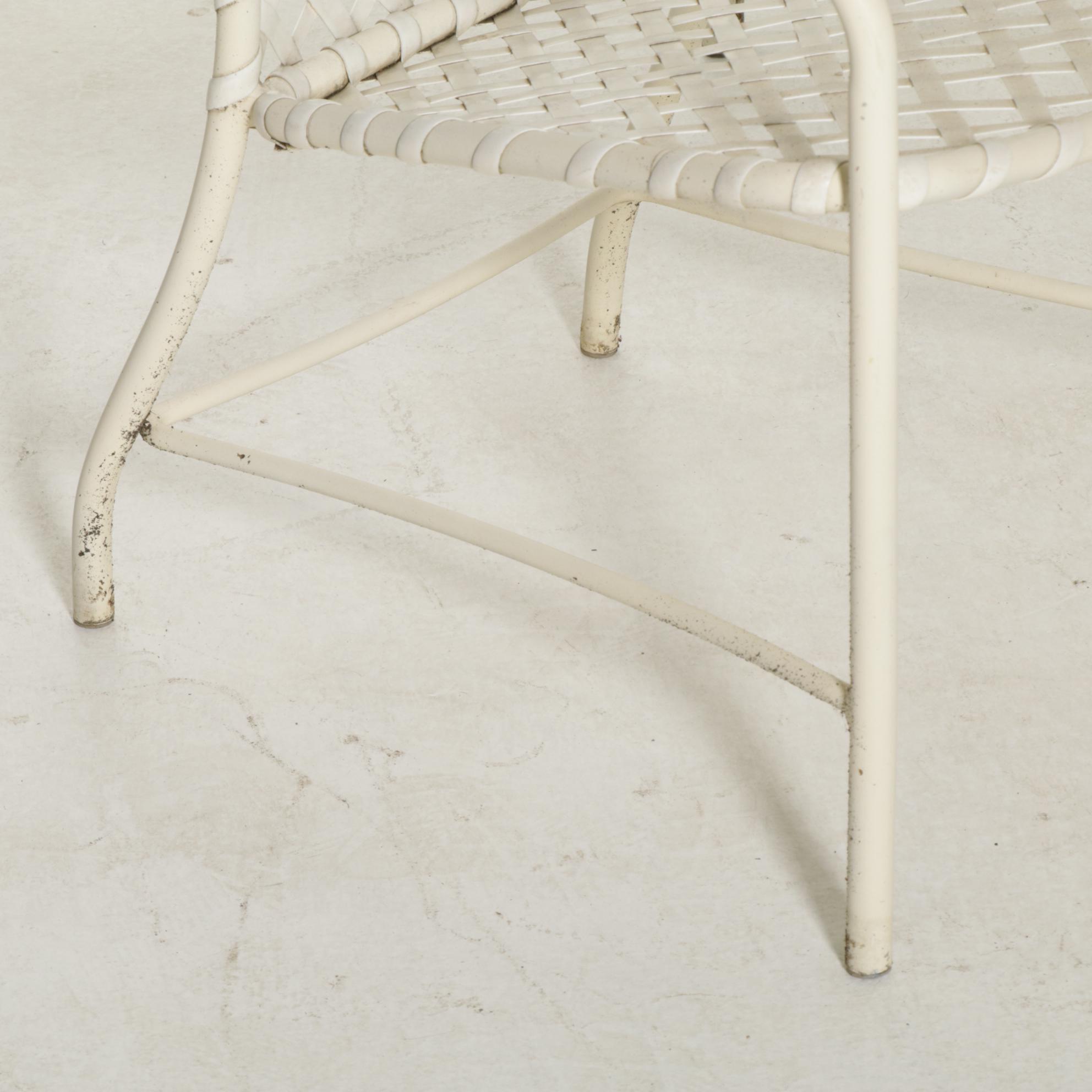 Metal Frame Glass-Top Patio Dining Table and Chairs, Mid/ Late 20th C