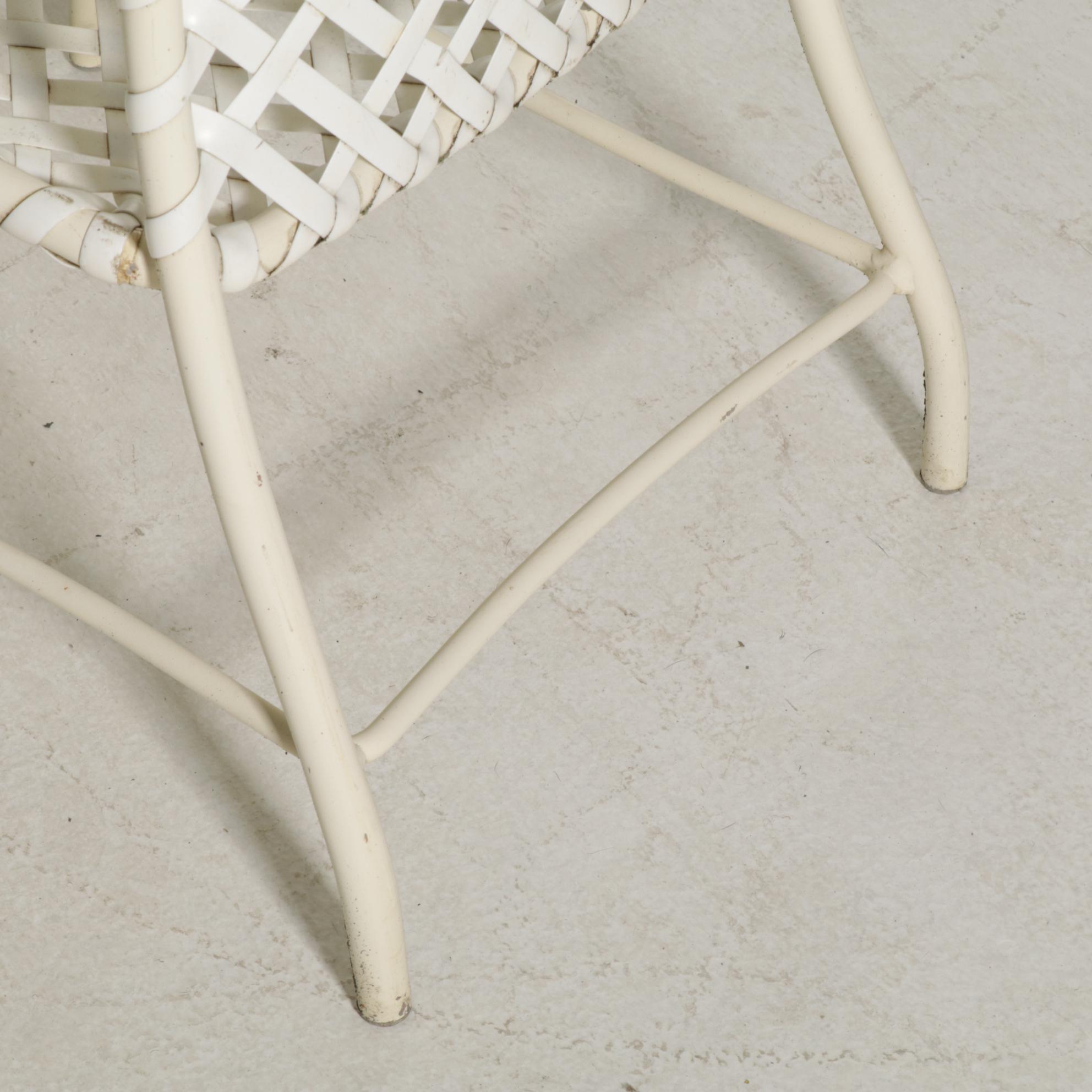 Metal Frame Glass-Top Patio Dining Table and Chairs, Mid/ Late 20th C