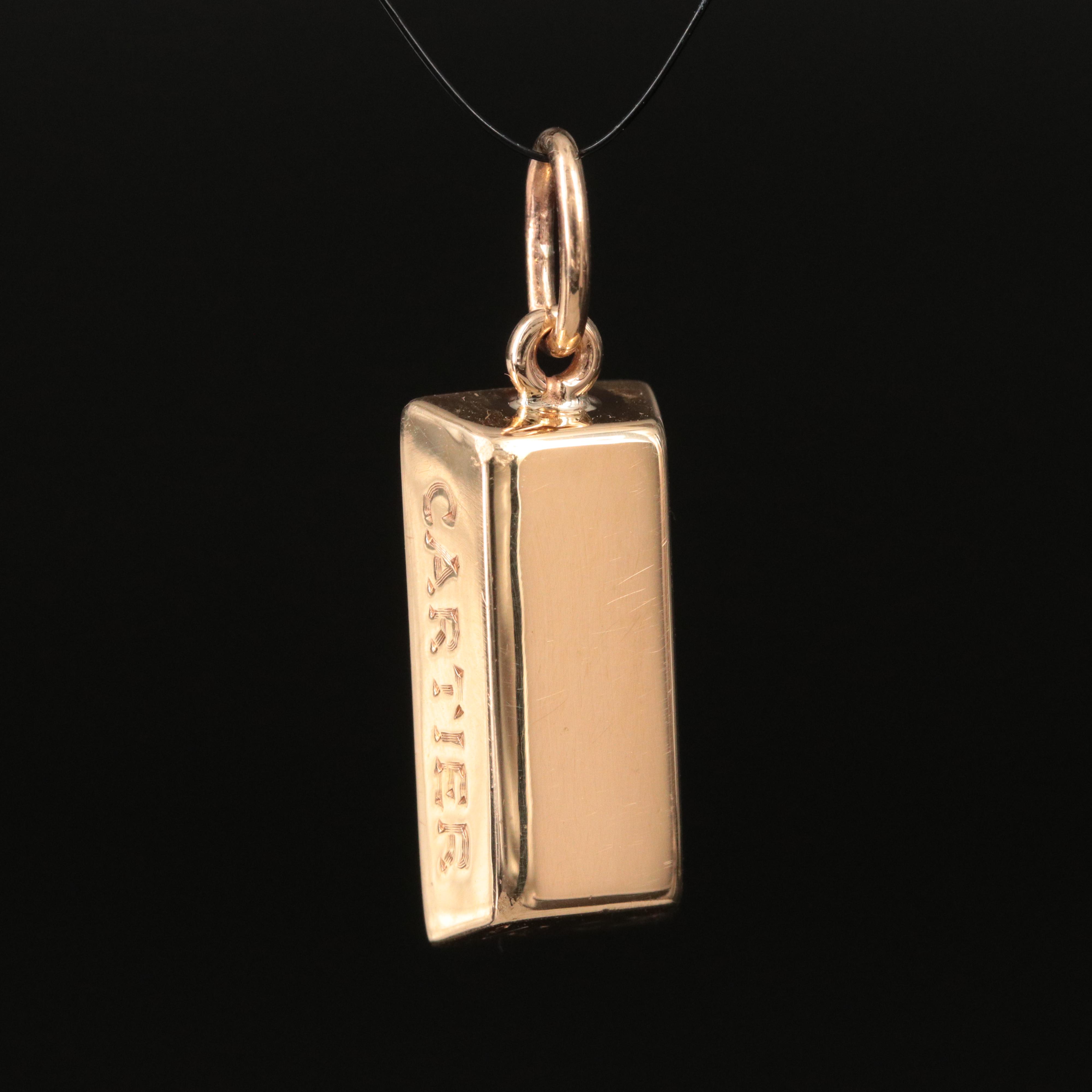 Cartier 18K 1/4 Ounce Gold Bar Ingot Pendant