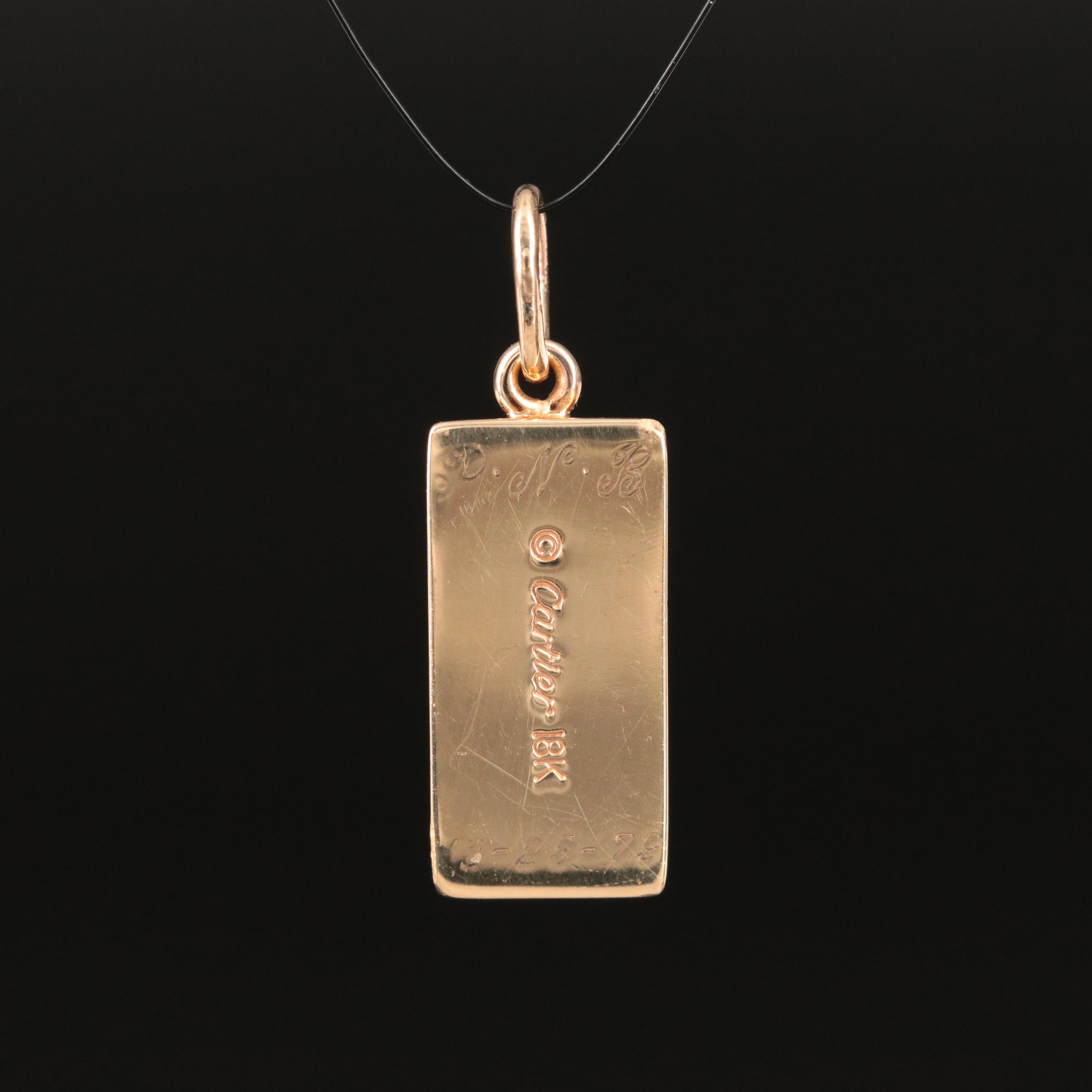 Cartier 18K 1/4 Ounce Gold Bar Ingot Pendant