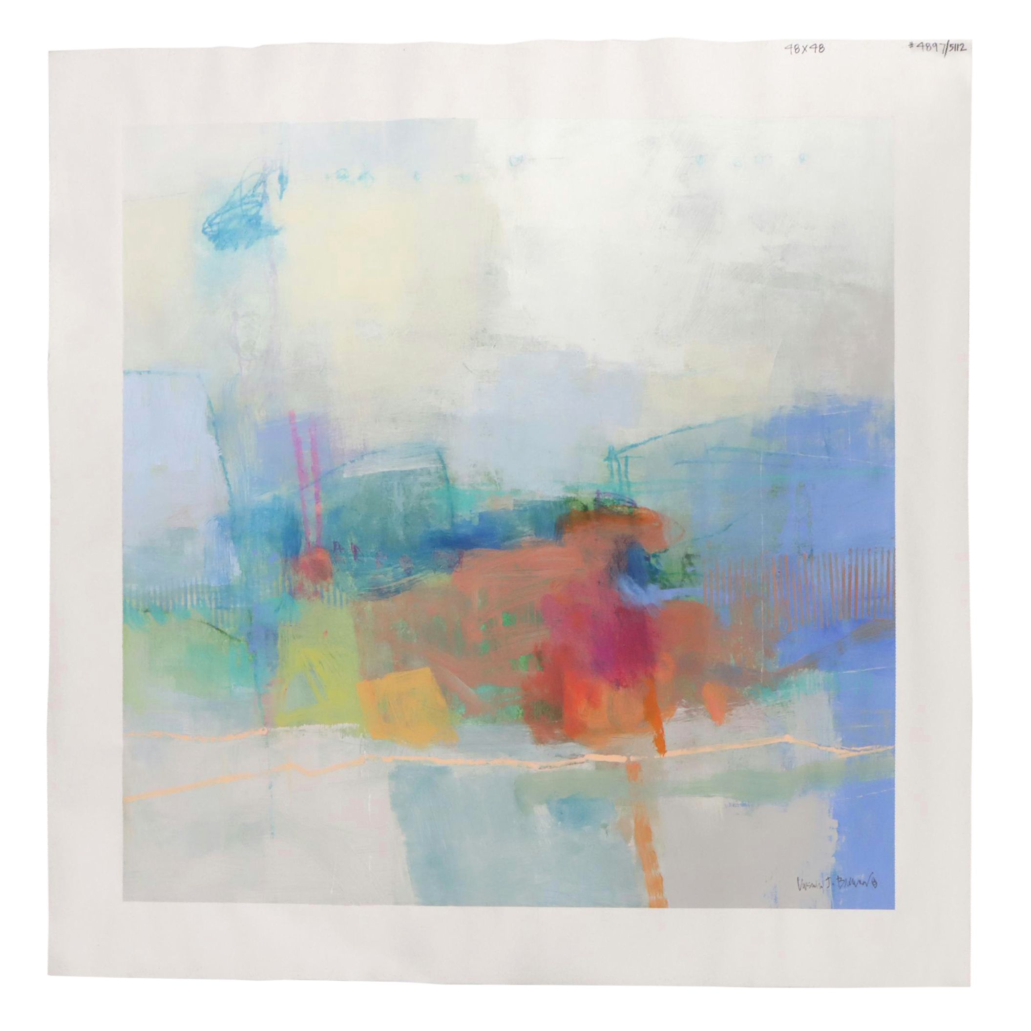 Ursula J. Brenner Large-Scale Abstract Mixed Media Painting, 21st Century