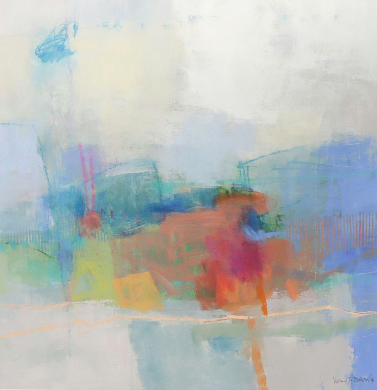 Ursula J. Brenner Large-Scale Abstract Mixed Media Painting, 21st Century