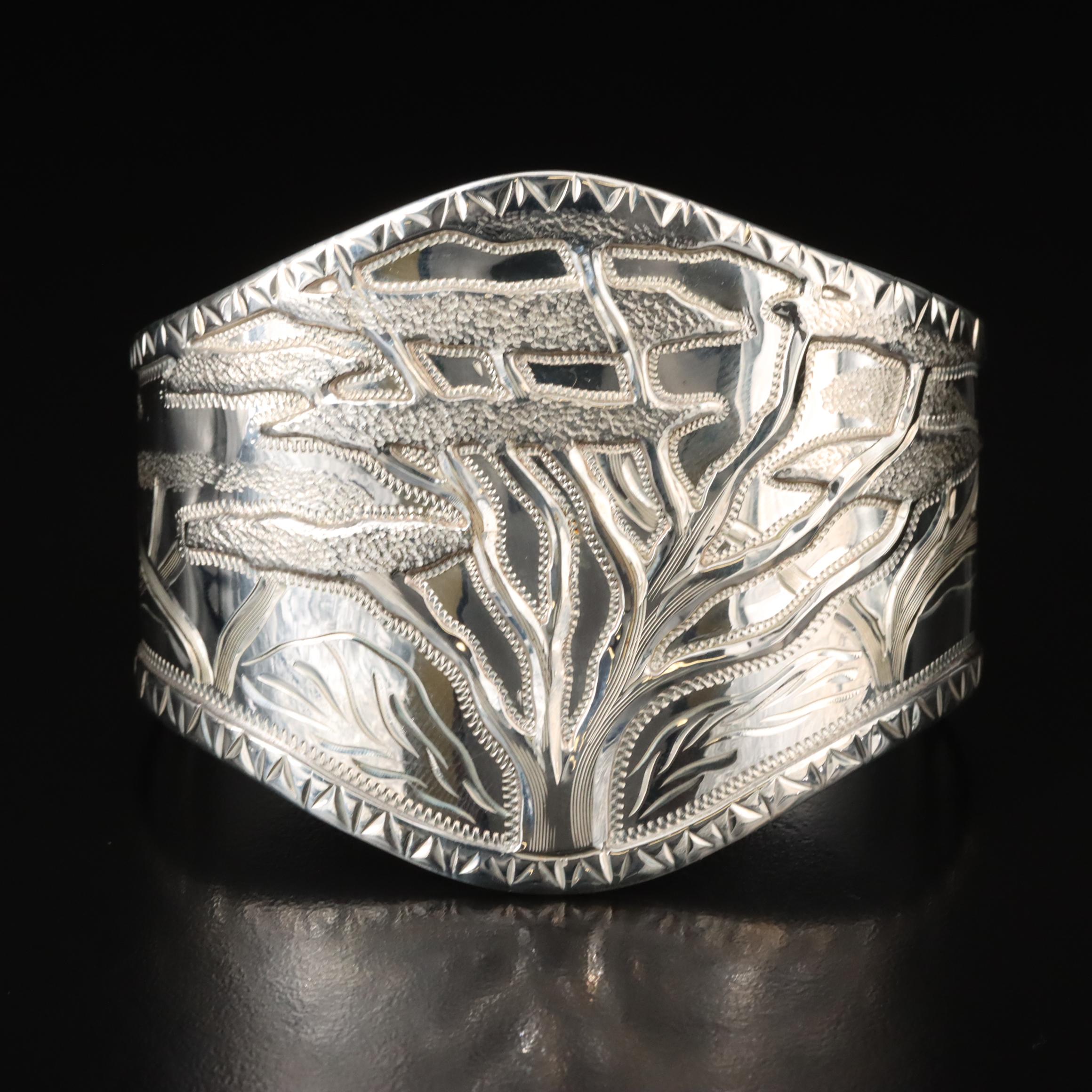 Sterling African Motif Tree Cuff