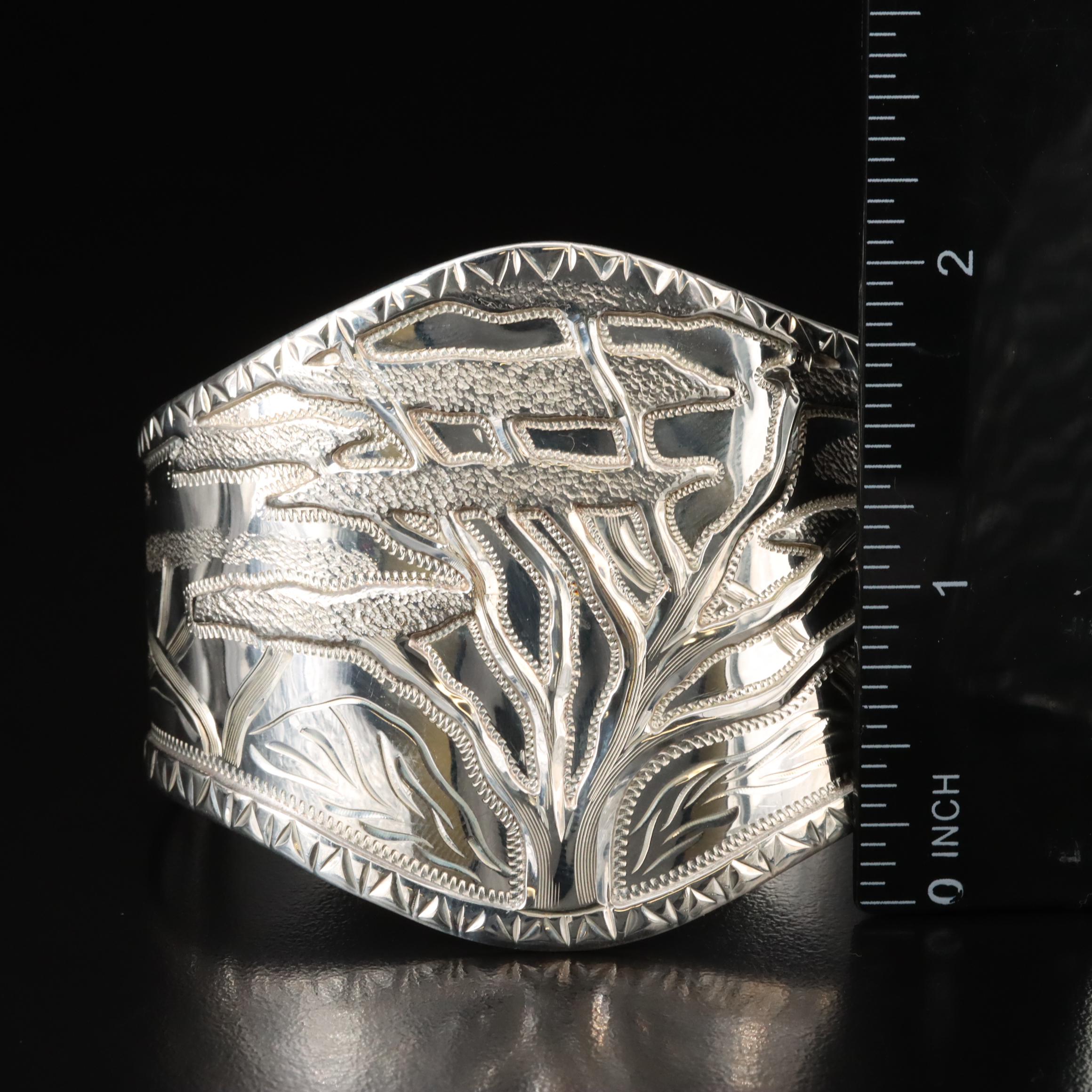 Sterling African Motif Tree Cuff