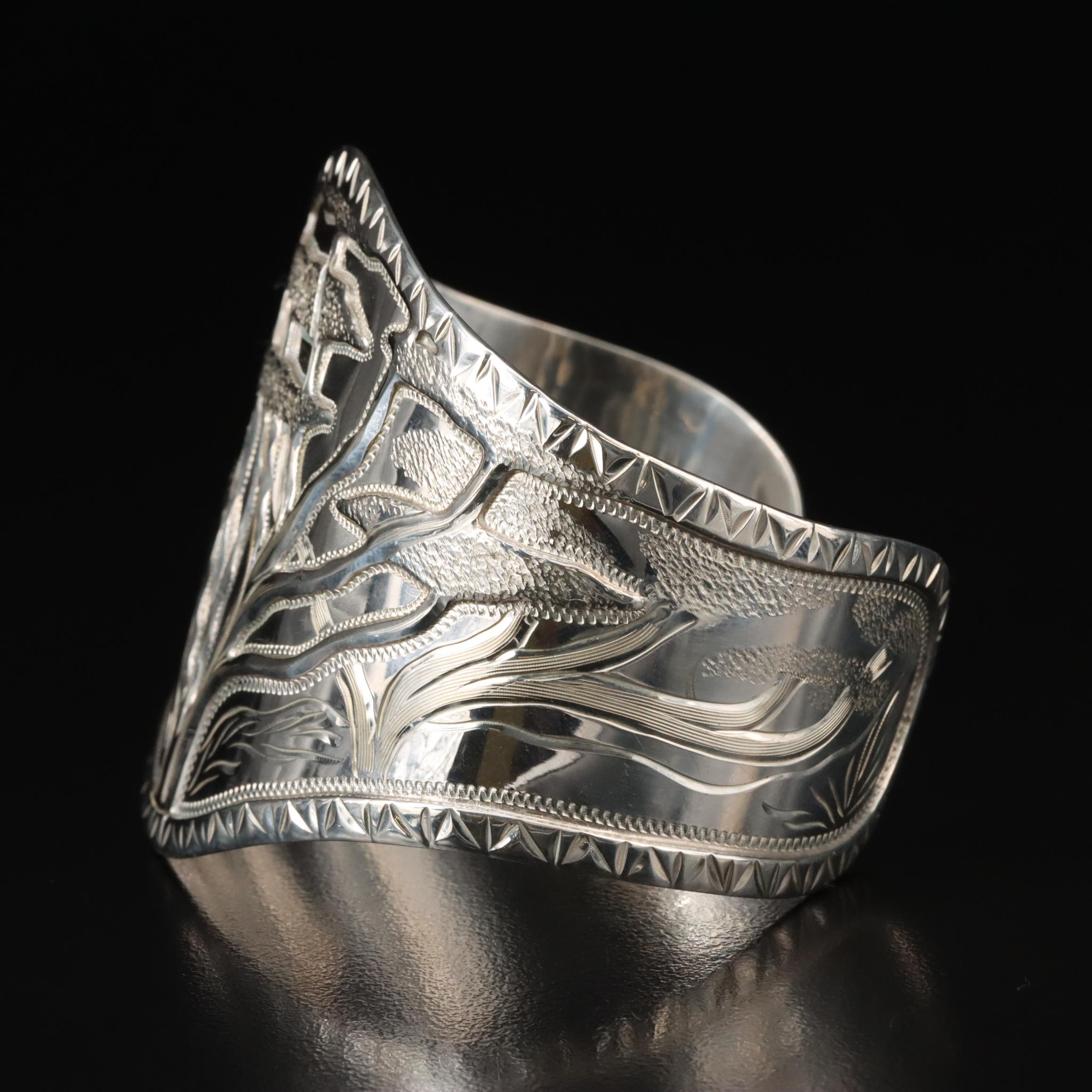 Sterling African Motif Tree Cuff