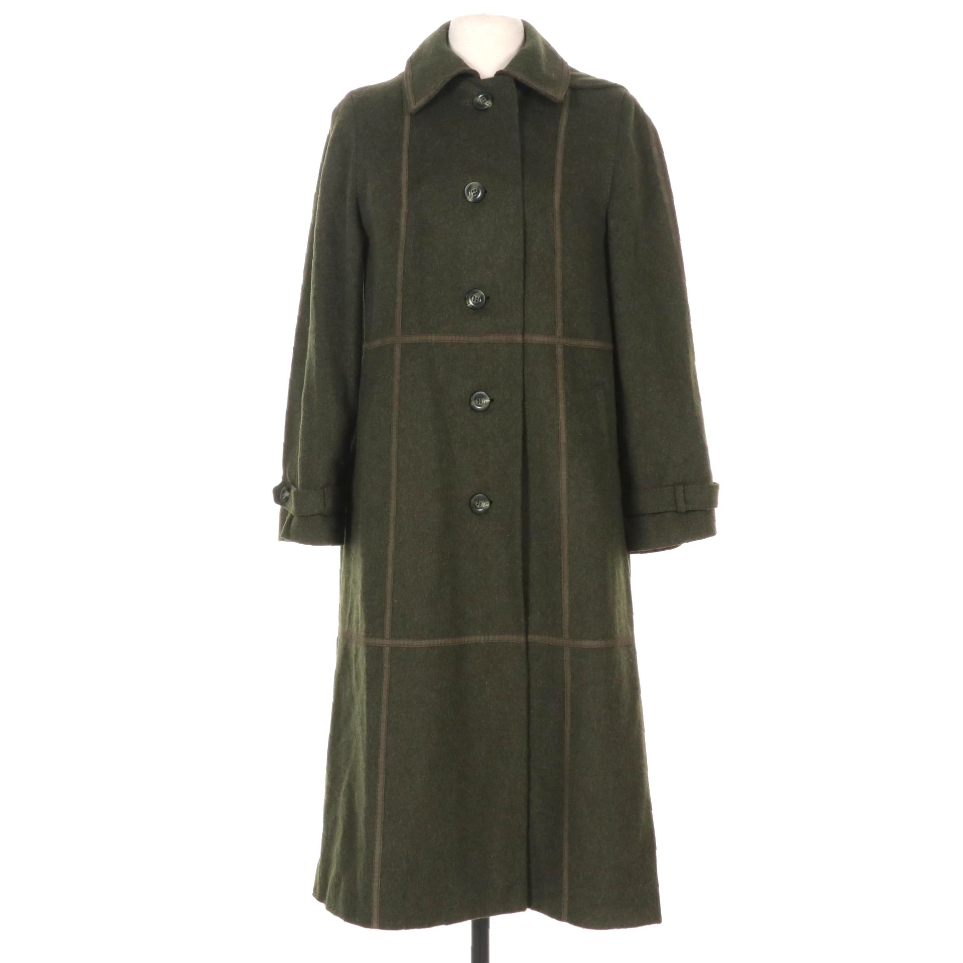 Kreation Karner Alpine Green Wool Coat with Contrast Edging, Late 20th Century