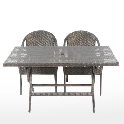Three-Piece Frontgate Resin Wicker Patio Dining Set