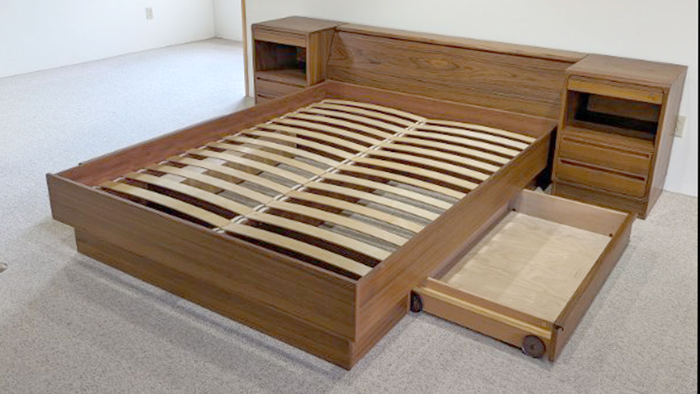 Tørring Møbelfabrik Teak Queen Bed and Nightstands From Furniture by Otmar