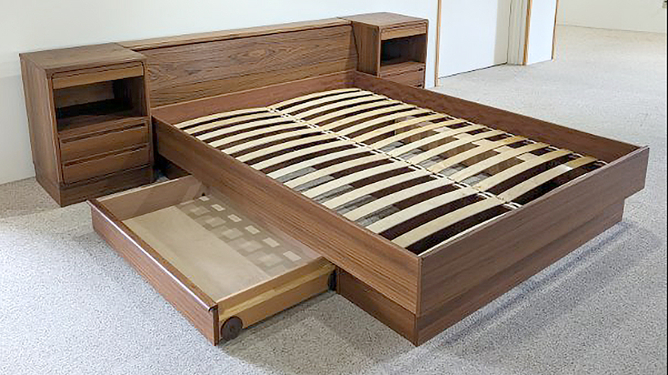 Tørring Møbelfabrik Teak Queen Bed and Nightstands From Furniture by Otmar