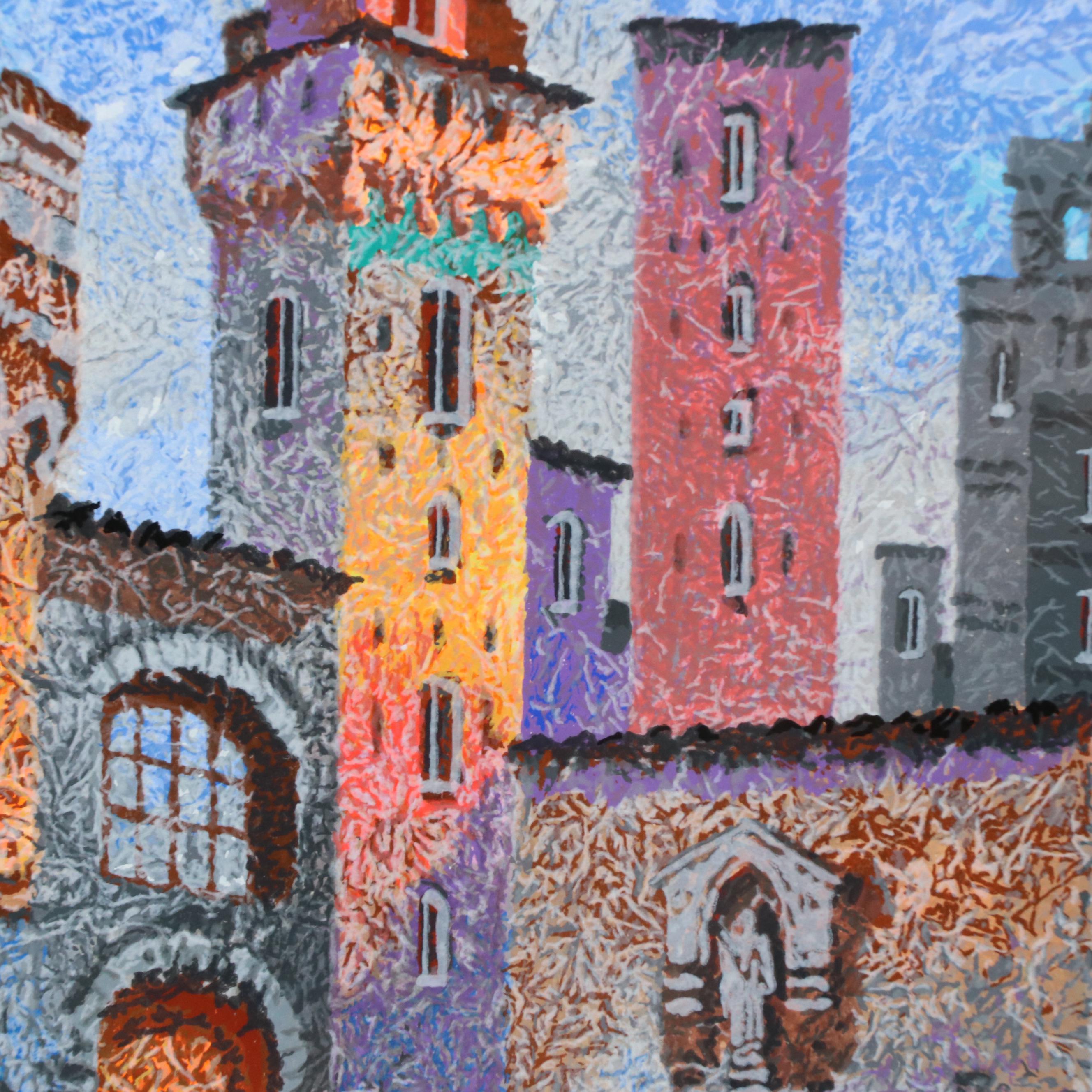 Anatole Krasnyansky Serigraph of Street Scene