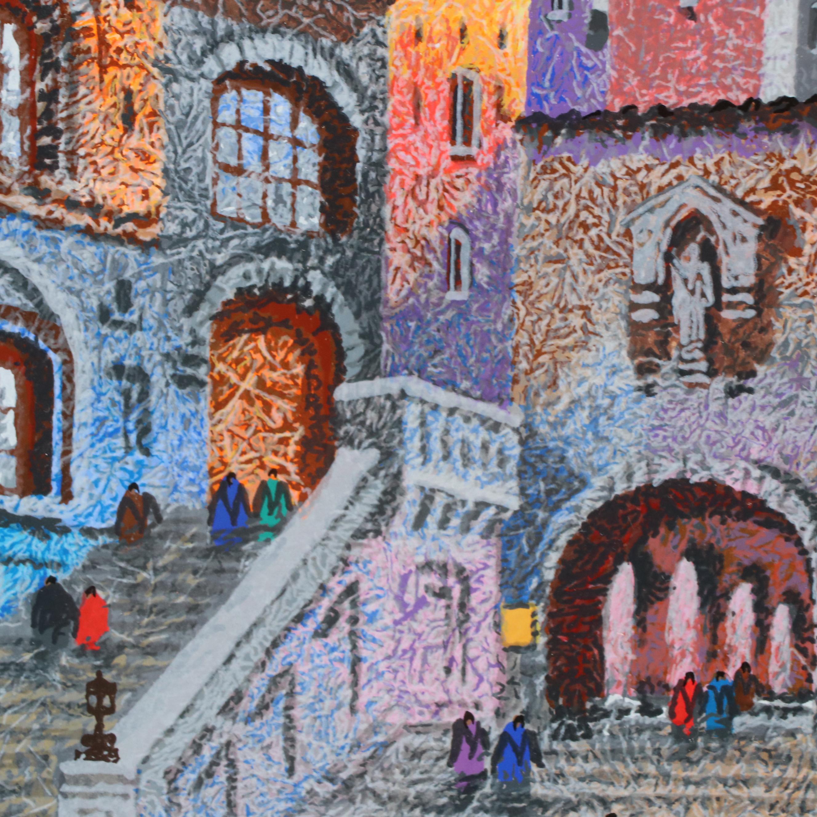 Anatole Krasnyansky Serigraph of Street Scene