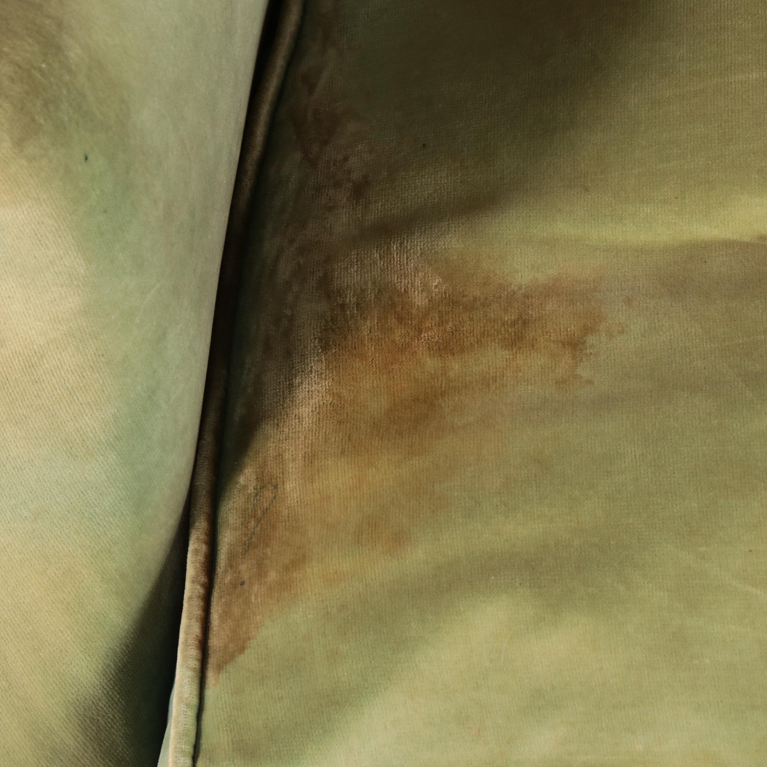 Queen Anne Style Mahogany and Velvet Channel-Back Wing Chair