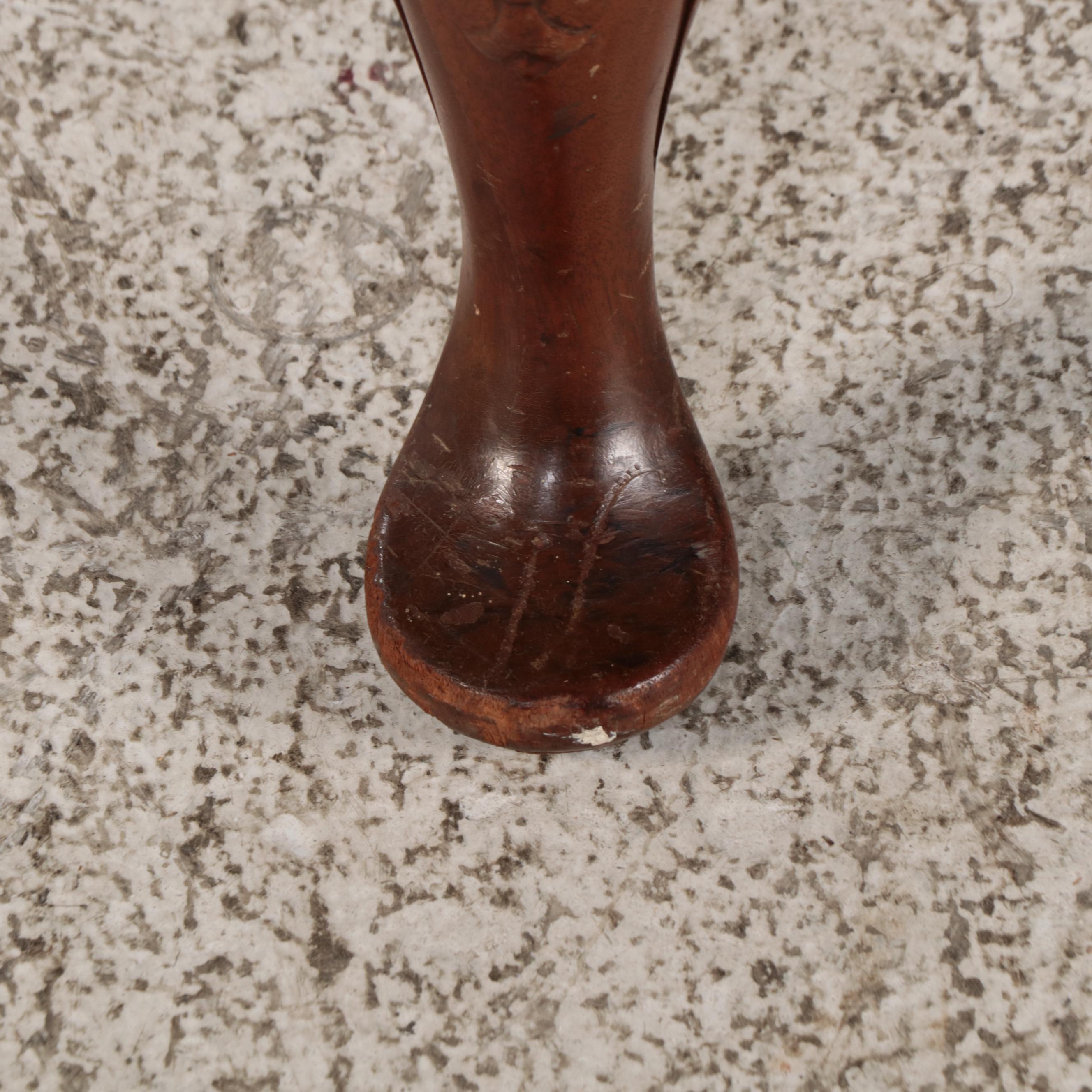 Queen Anne Style Mahogany and Velvet Channel-Back Wing Chair