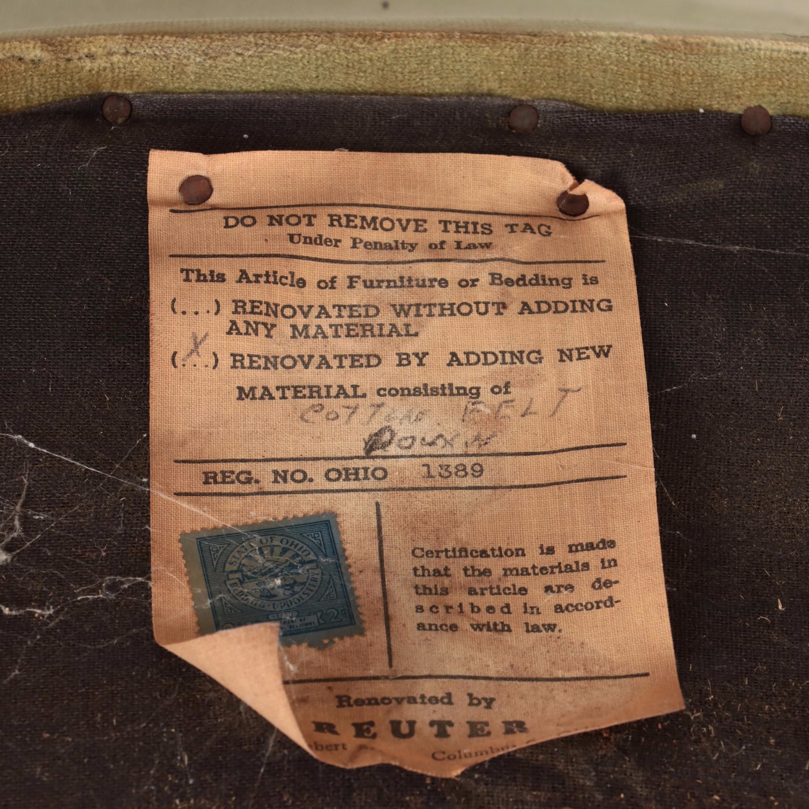 Queen Anne Style Mahogany and Velvet Channel-Back Wing Chair