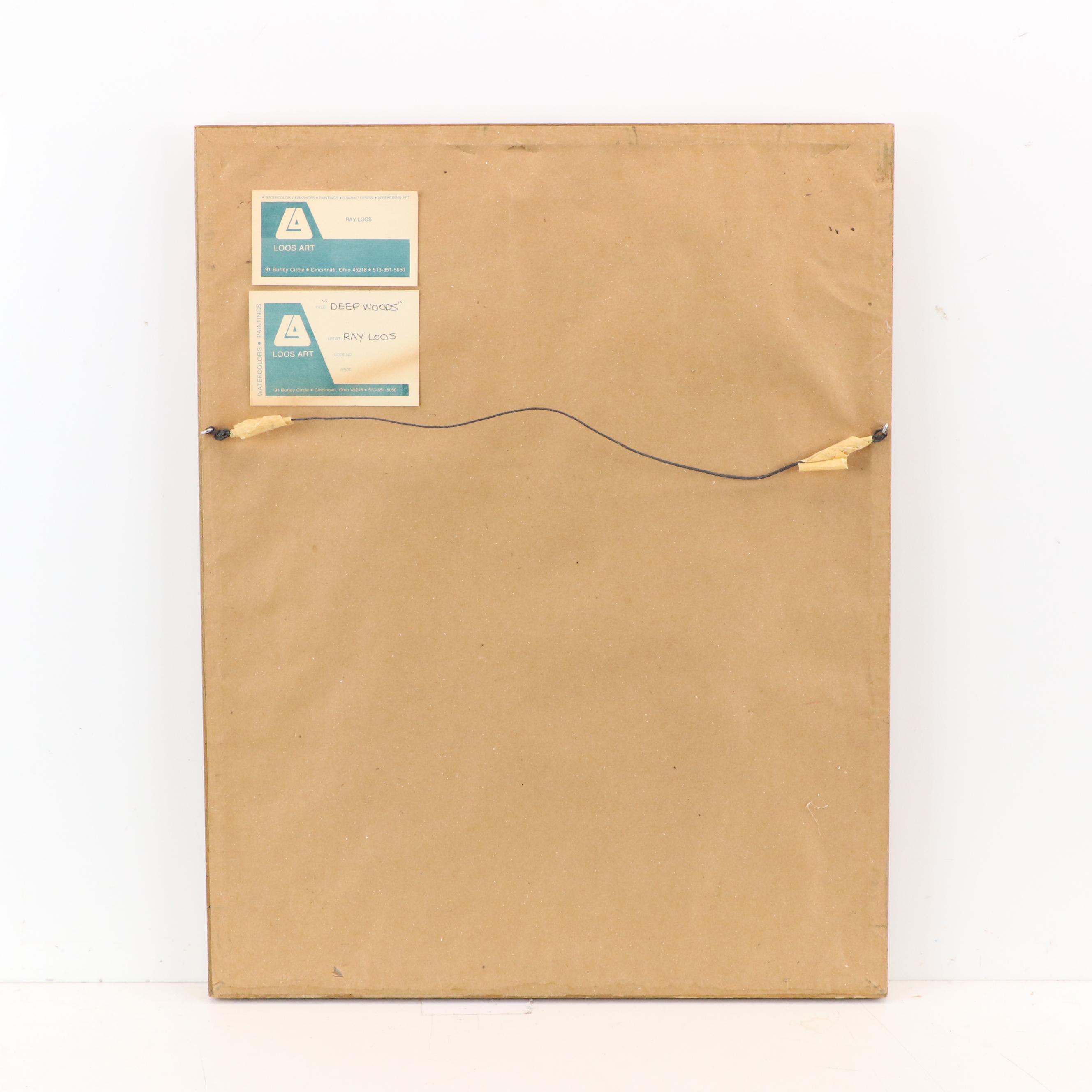 Ray Loos Wooded Landscape Watercolor Painting "Deep Woods"