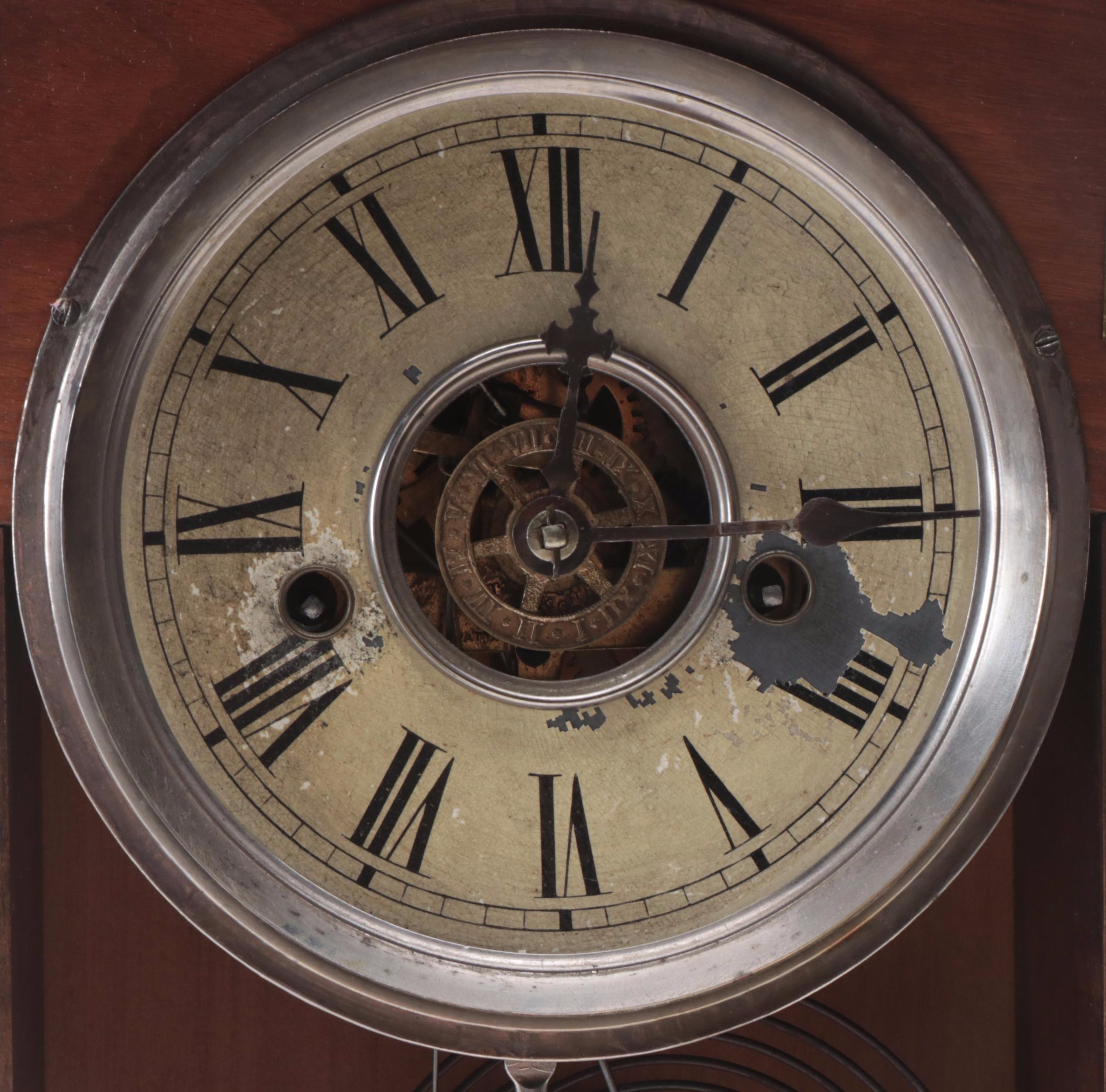 Waterbury Wooden Gingerbread Mantel Clock, Late 19th/Early 20th Century