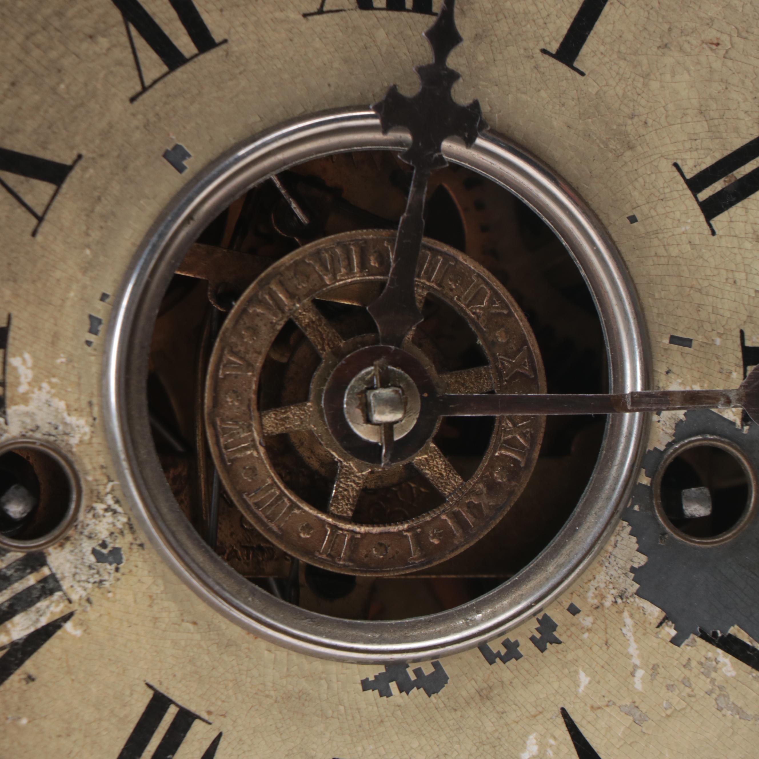 Waterbury Wooden Gingerbread Mantel Clock, Late 19th/Early 20th Century
