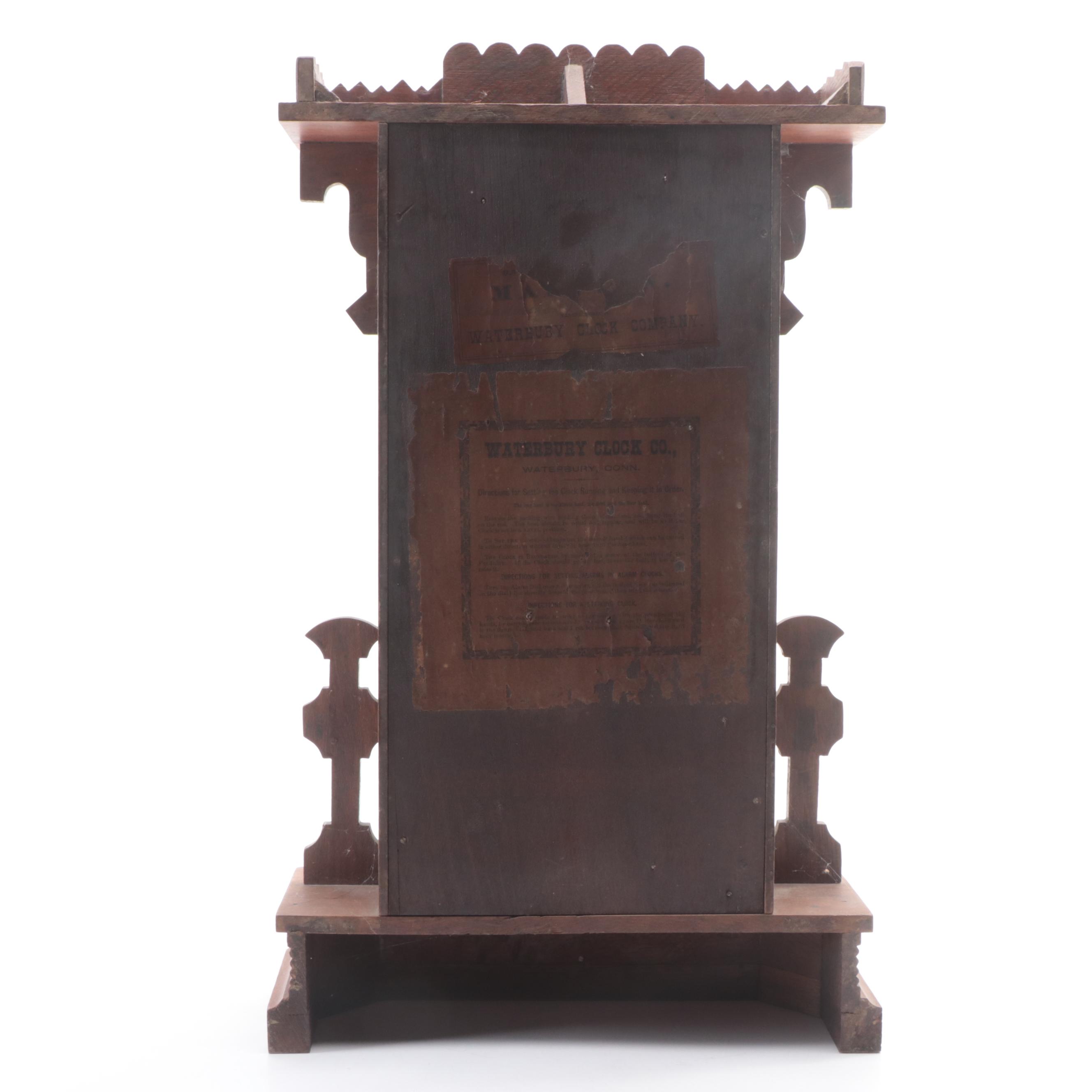 Waterbury Wooden Gingerbread Mantel Clock, Late 19th/Early 20th Century