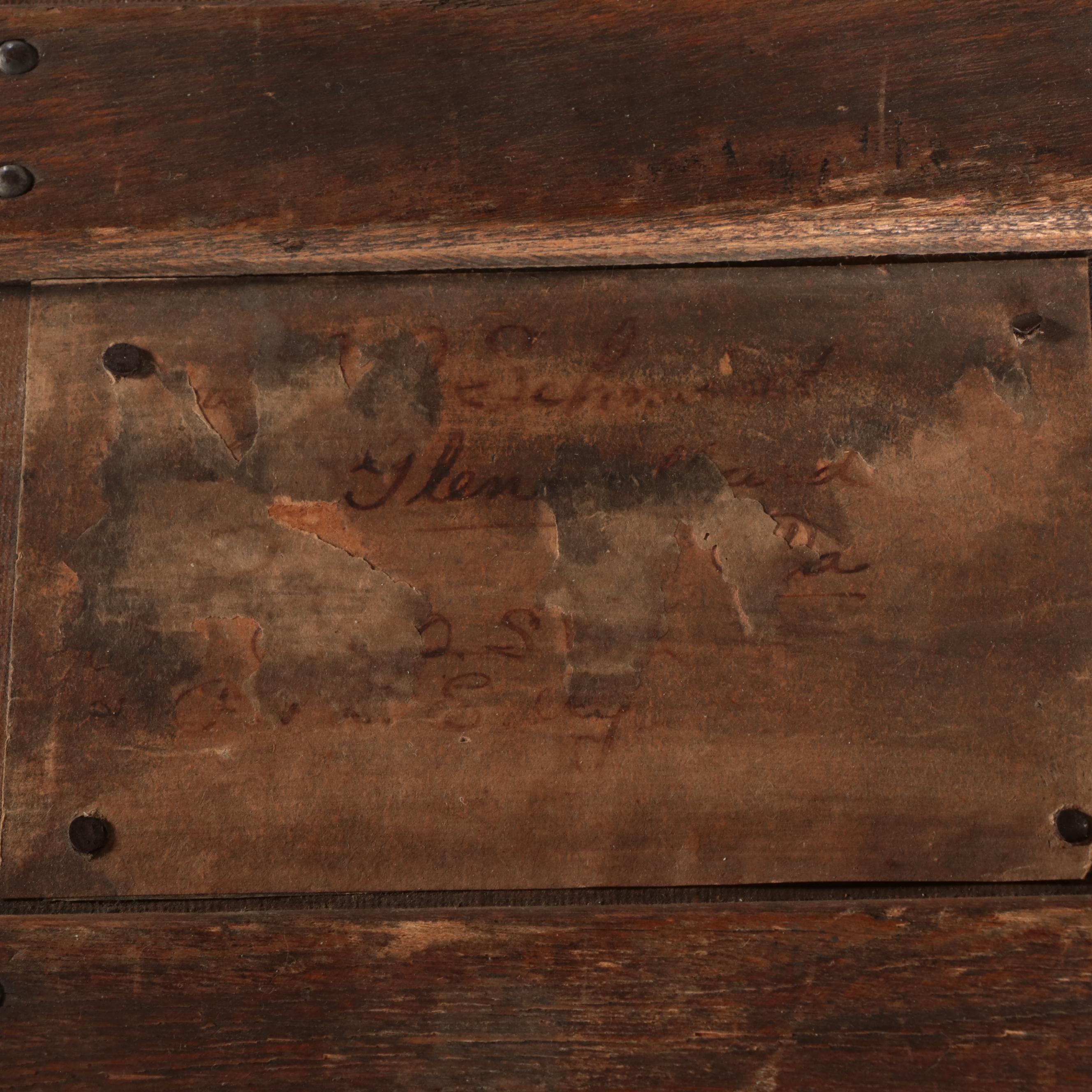 Late Victorian Canvas-Lined, Metal-Bound, & Slatted Ash Flat-Top Steamer Trunk