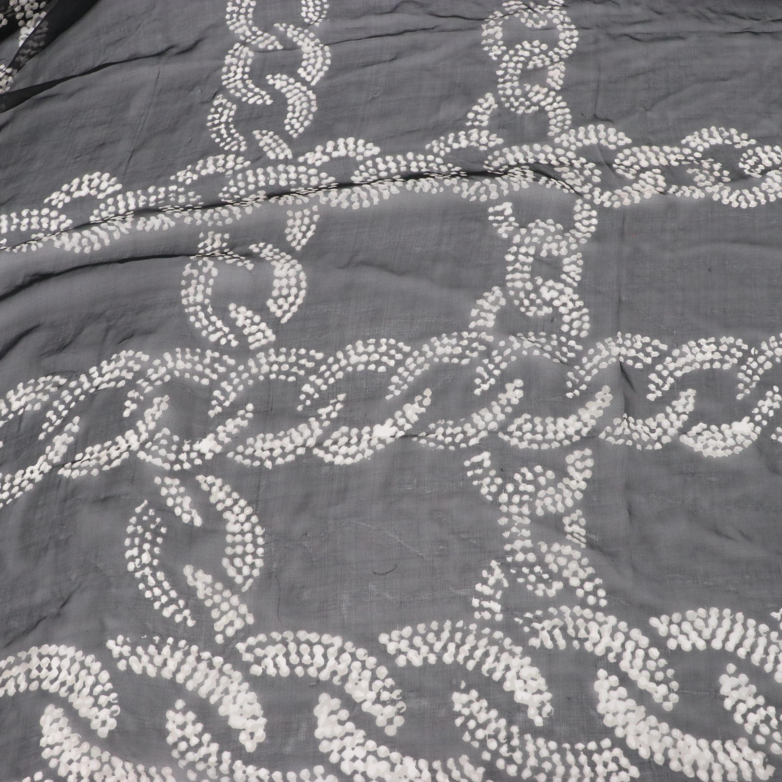 Chanel Black and White Sheer Silk Shawl Scarf