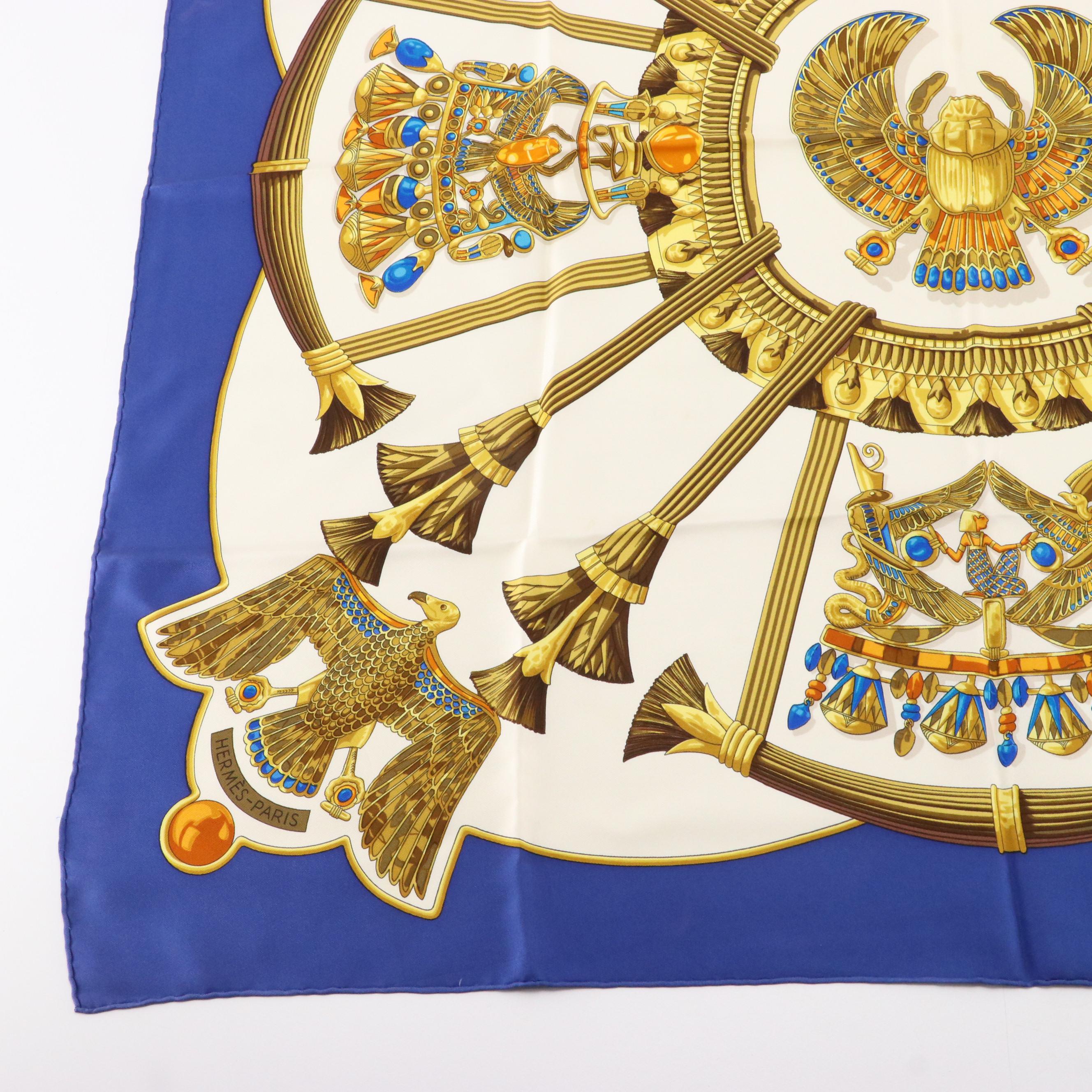 Hermès "Egypte" Scarab Print Silk Twill Scarf 90