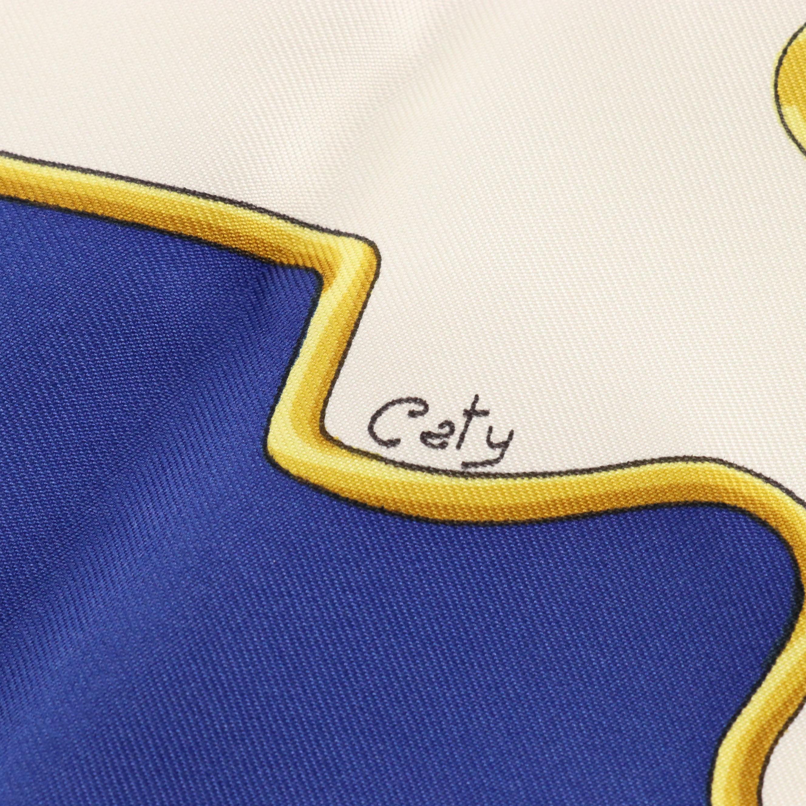 Hermès "Egypte" Scarab Print Silk Twill Scarf 90