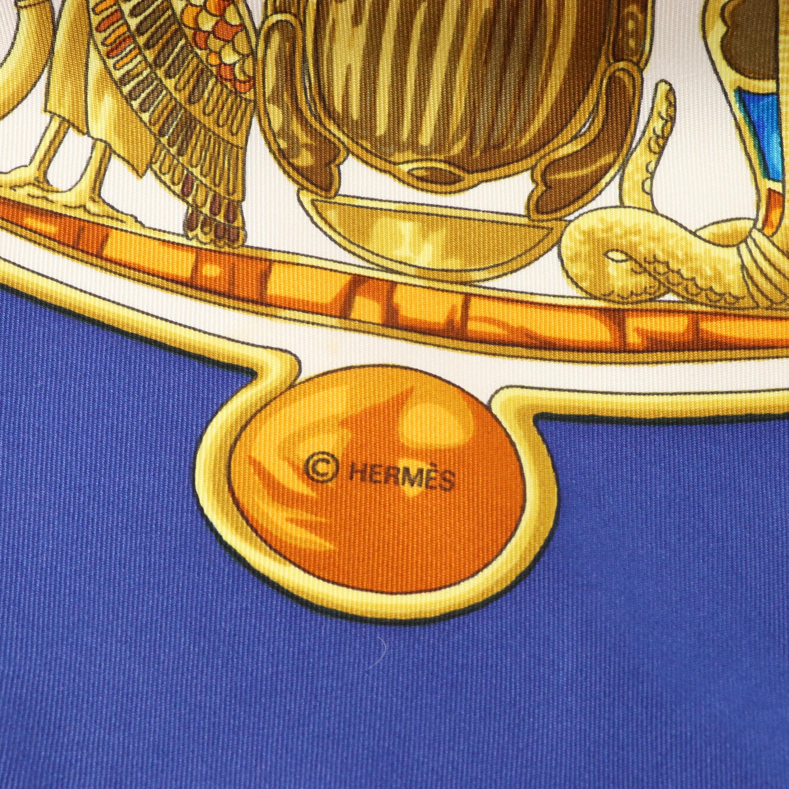 Hermès "Egypte" Scarab Print Silk Twill Scarf 90