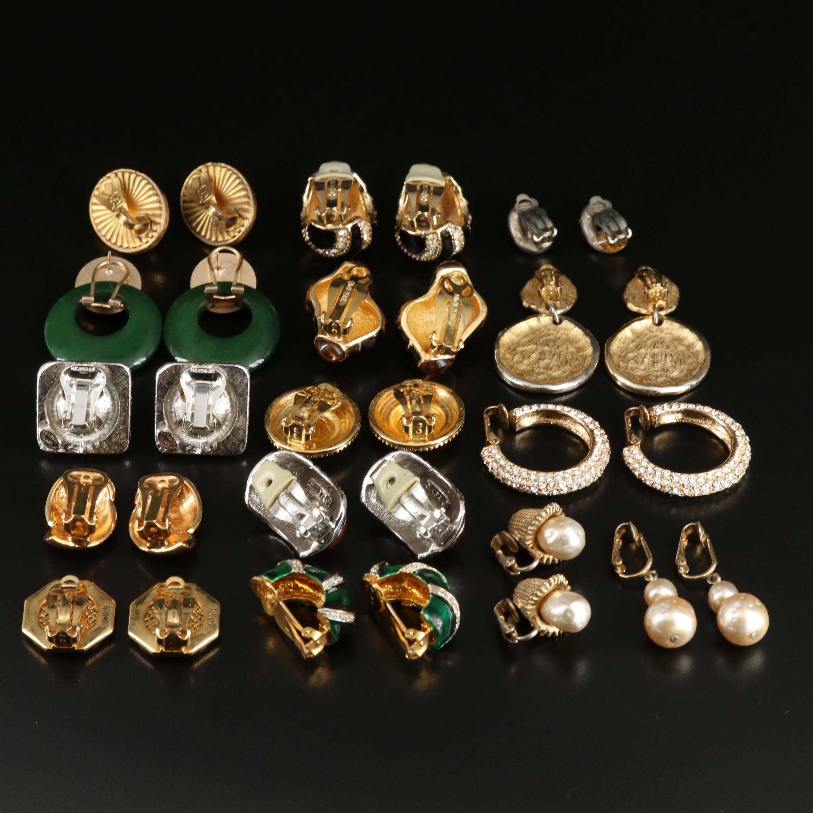 Ciner, Kenneth Lane and St. John Featured in 1980s Signed Costume Earrings