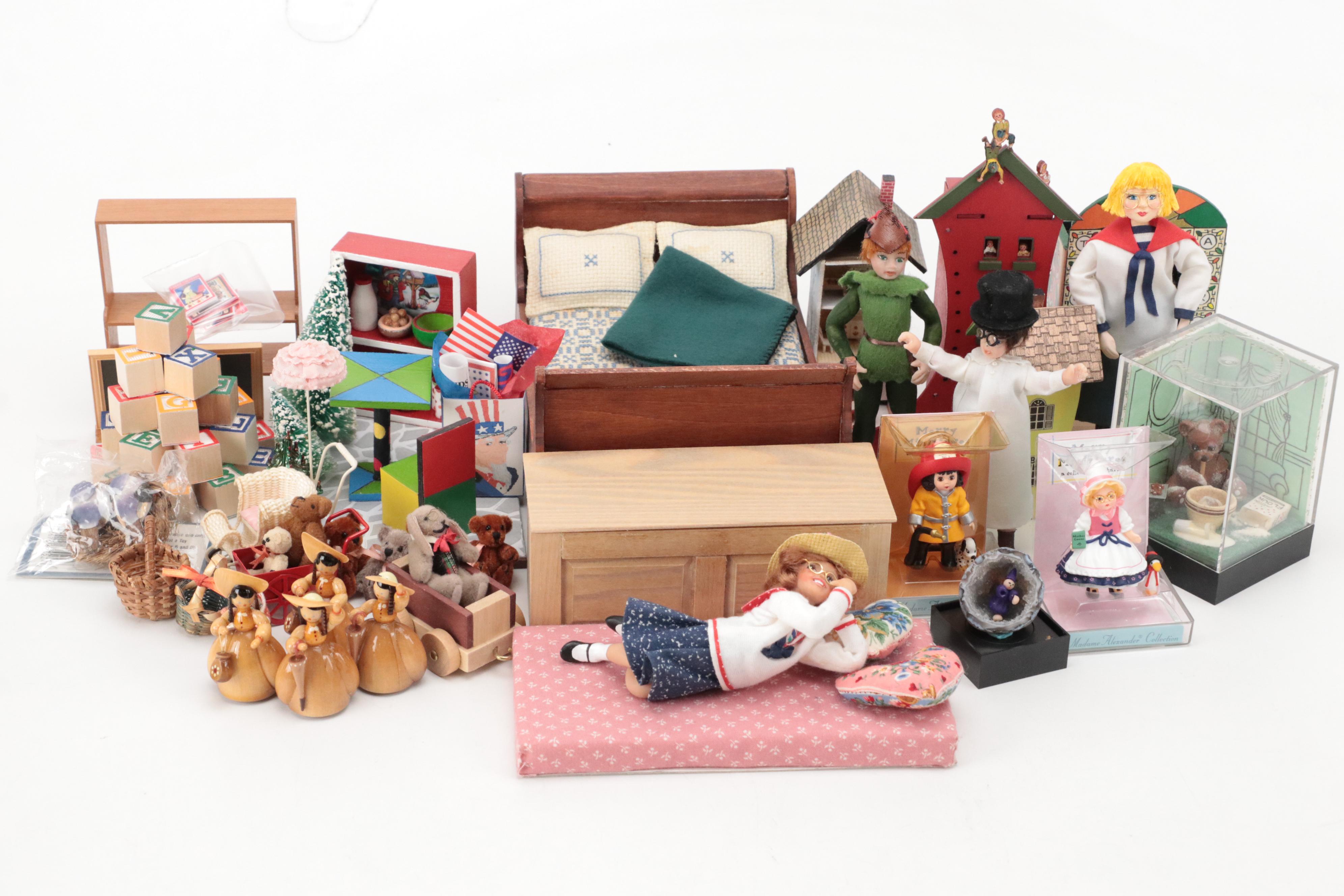 Miniatures Collections Including Madame Alexander Miniature Dolls and Furniture