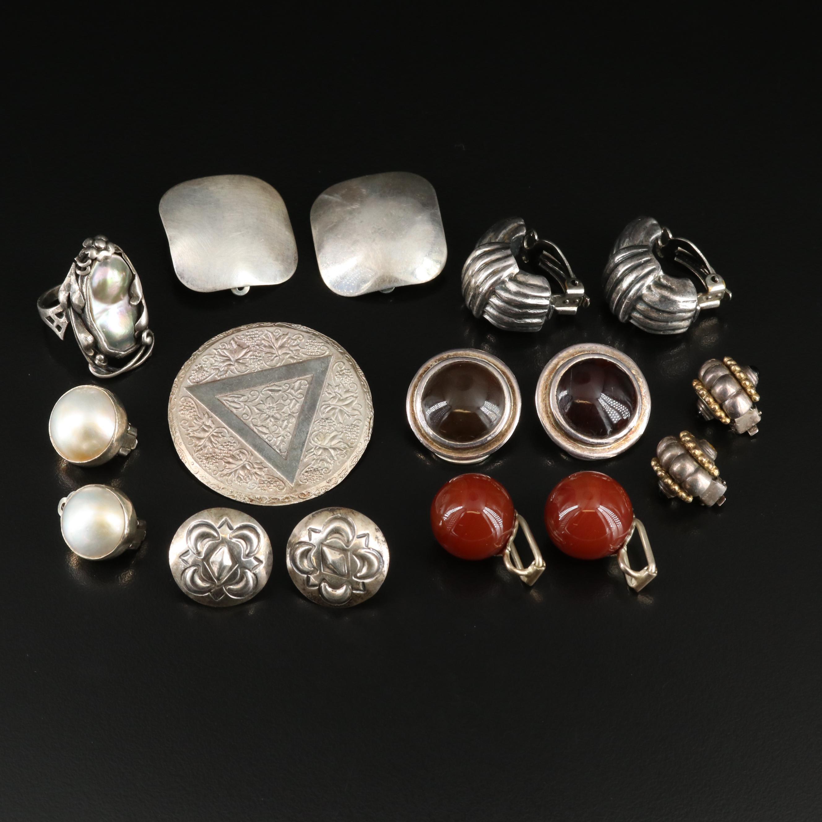 Sterling Jewelry Featuring Pearl and Black Onyx