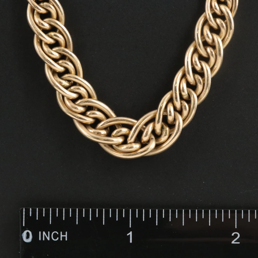Italian 14K Graduated Interlocking Chain Necklace | EBTH