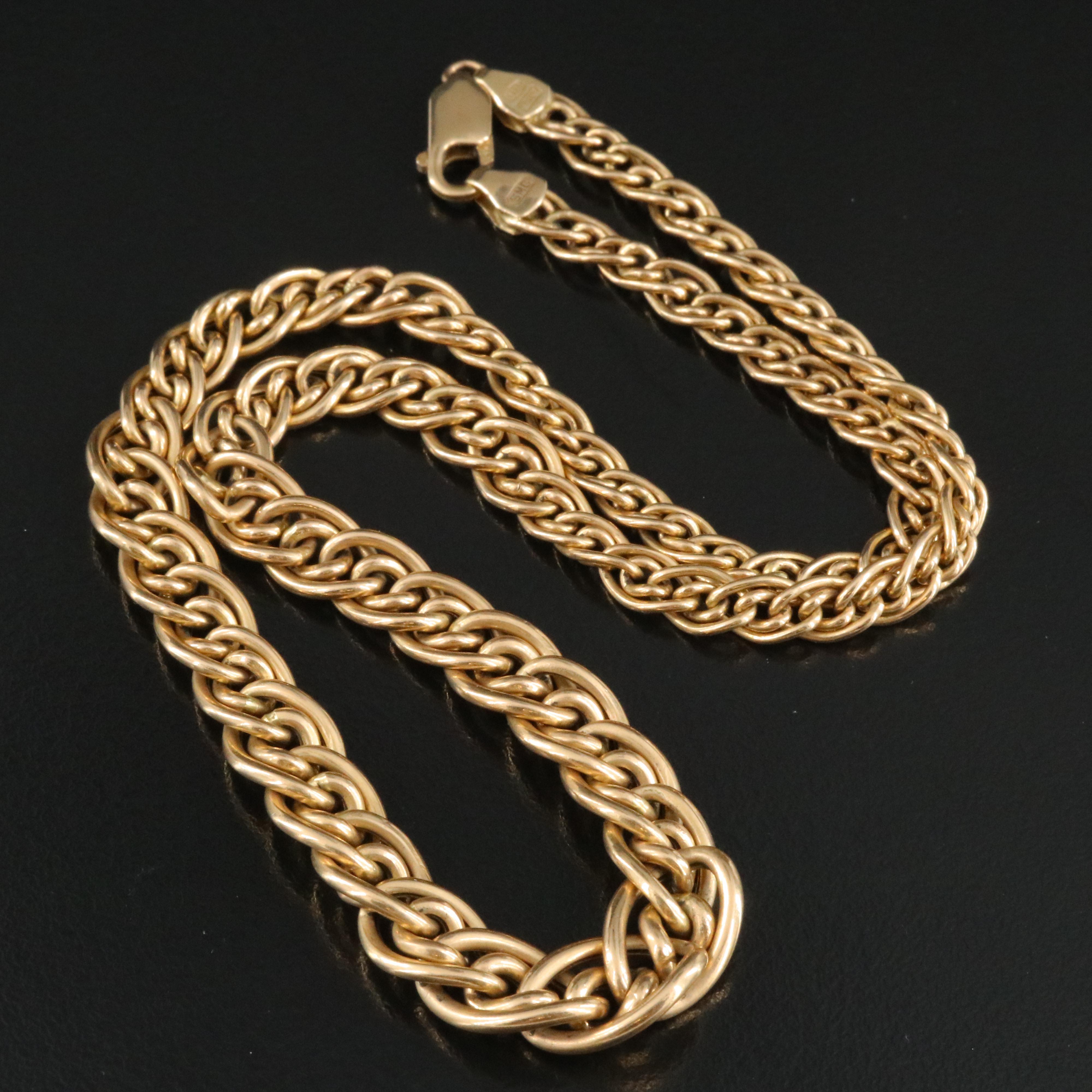 Italian 14K Graduated Interlocking Chain Necklace