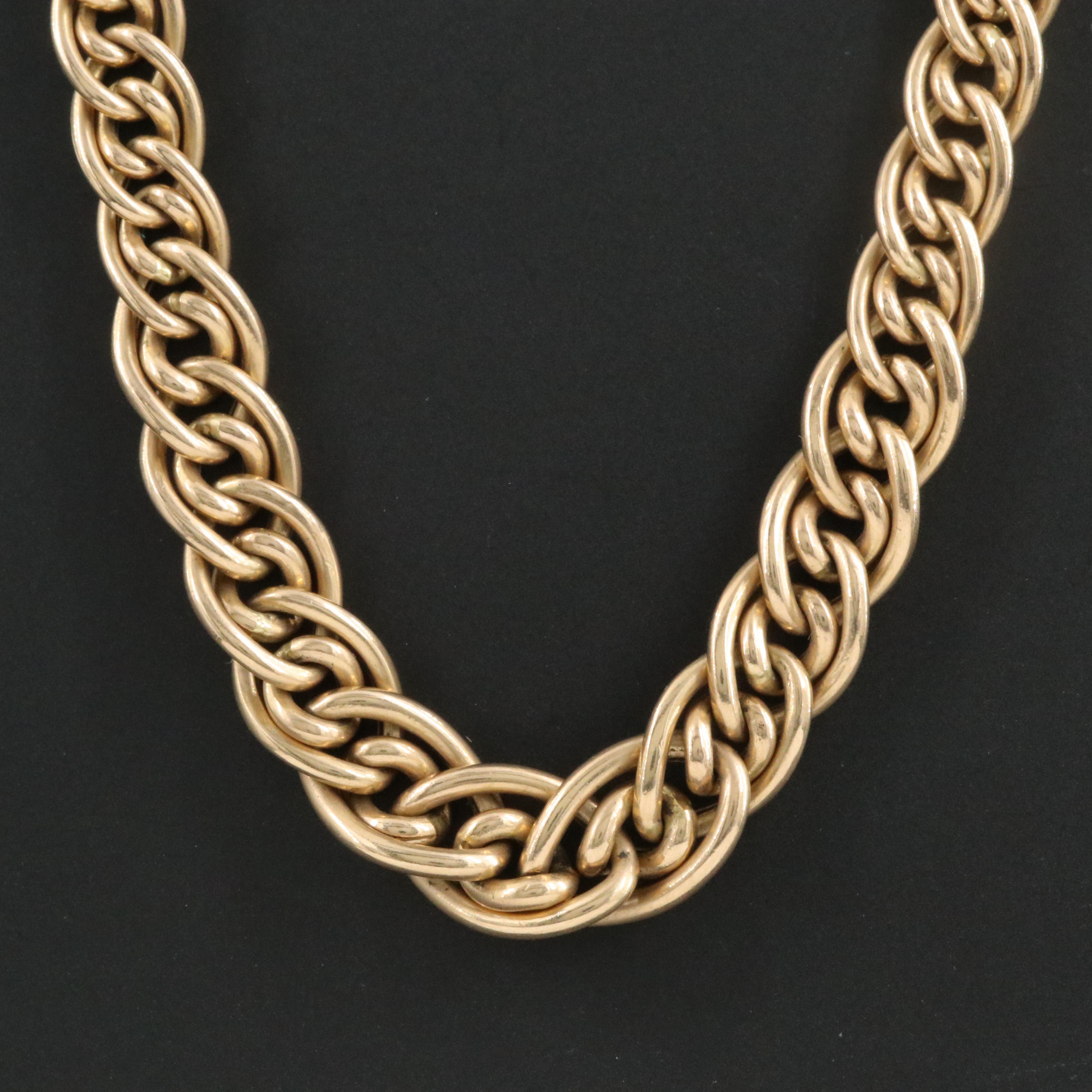 Italian 14K Graduated Interlocking Chain Necklace
