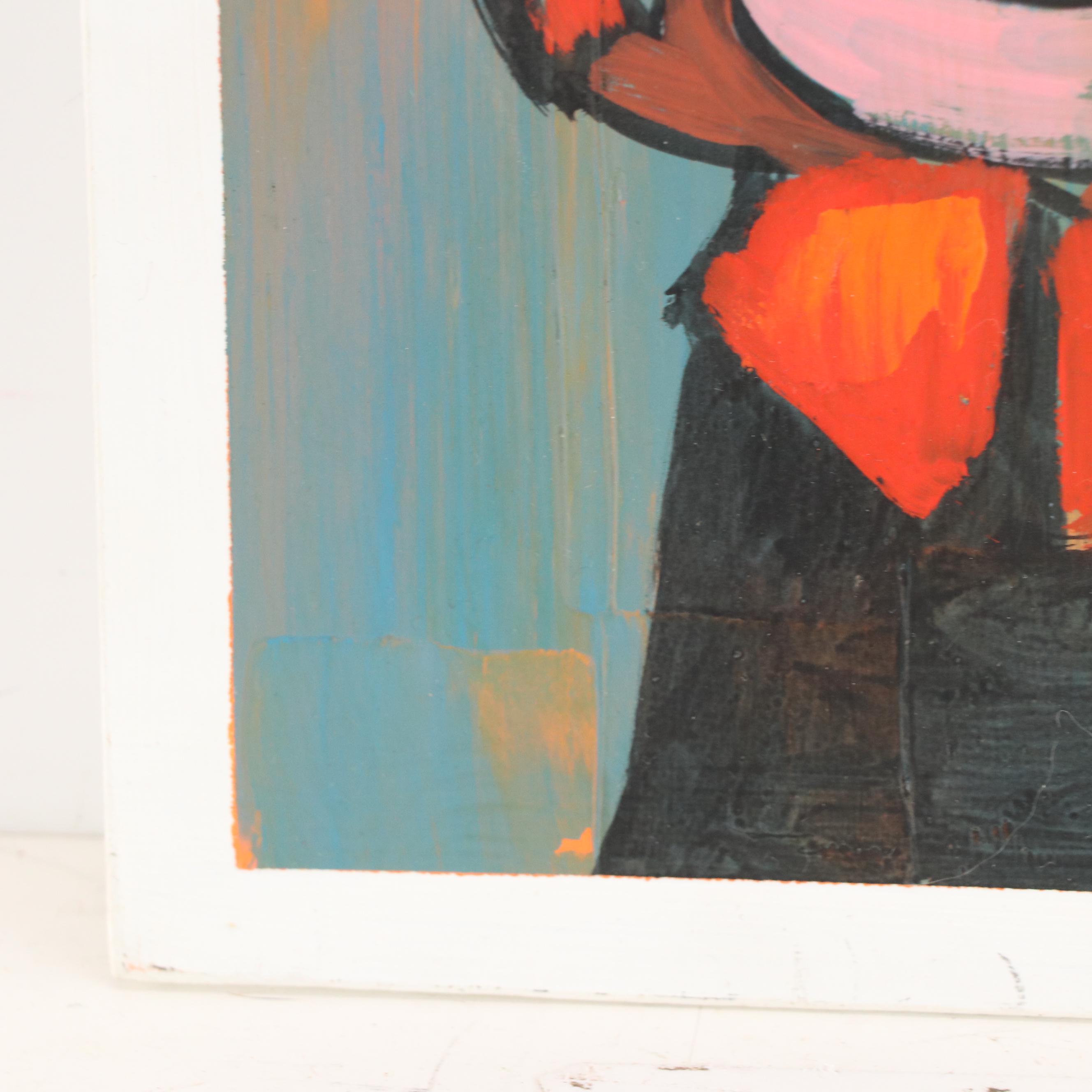 Eloy Zúñiga Guevara Oil Painting of Woman Carrying a Basket, 2004