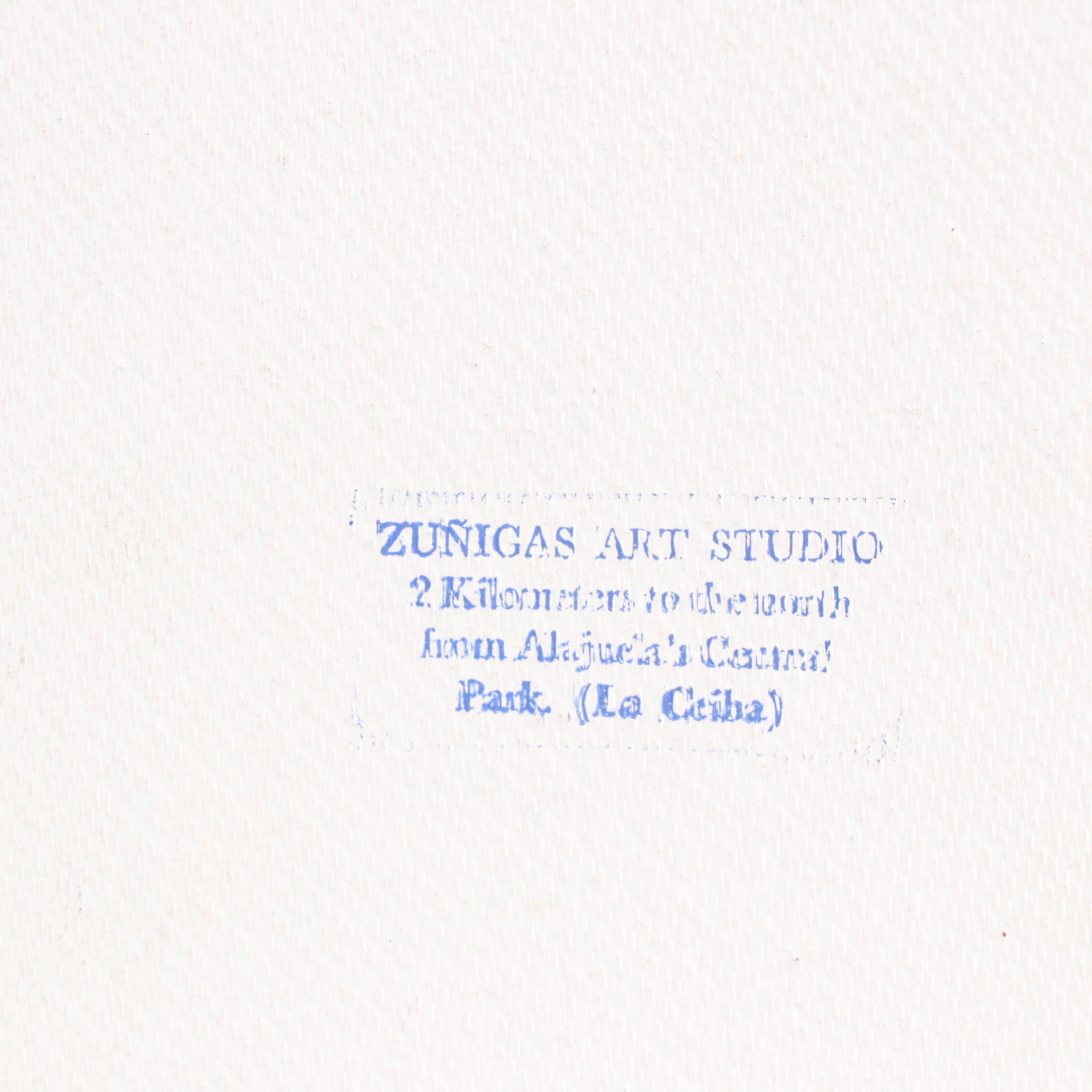 Eloy Zúñiga Guevara Oil Painting of Woman Carrying a Basket, 2004