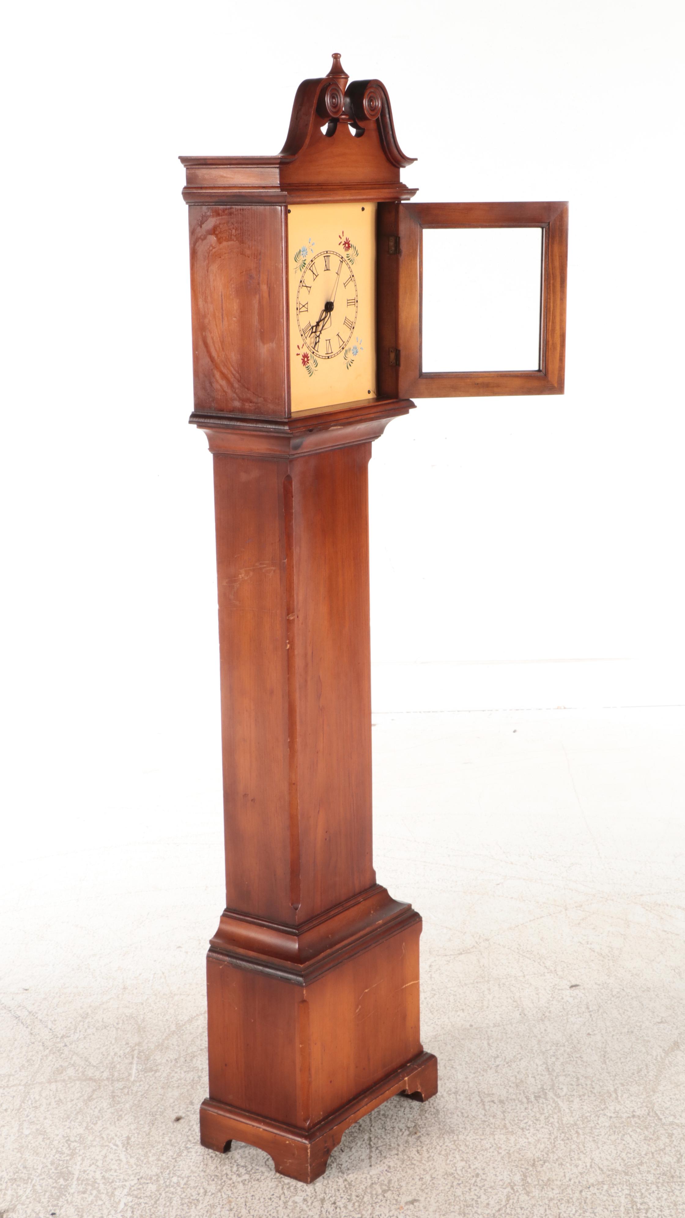 Federal Style Pine Grandmother Clock, Mid-20th Century